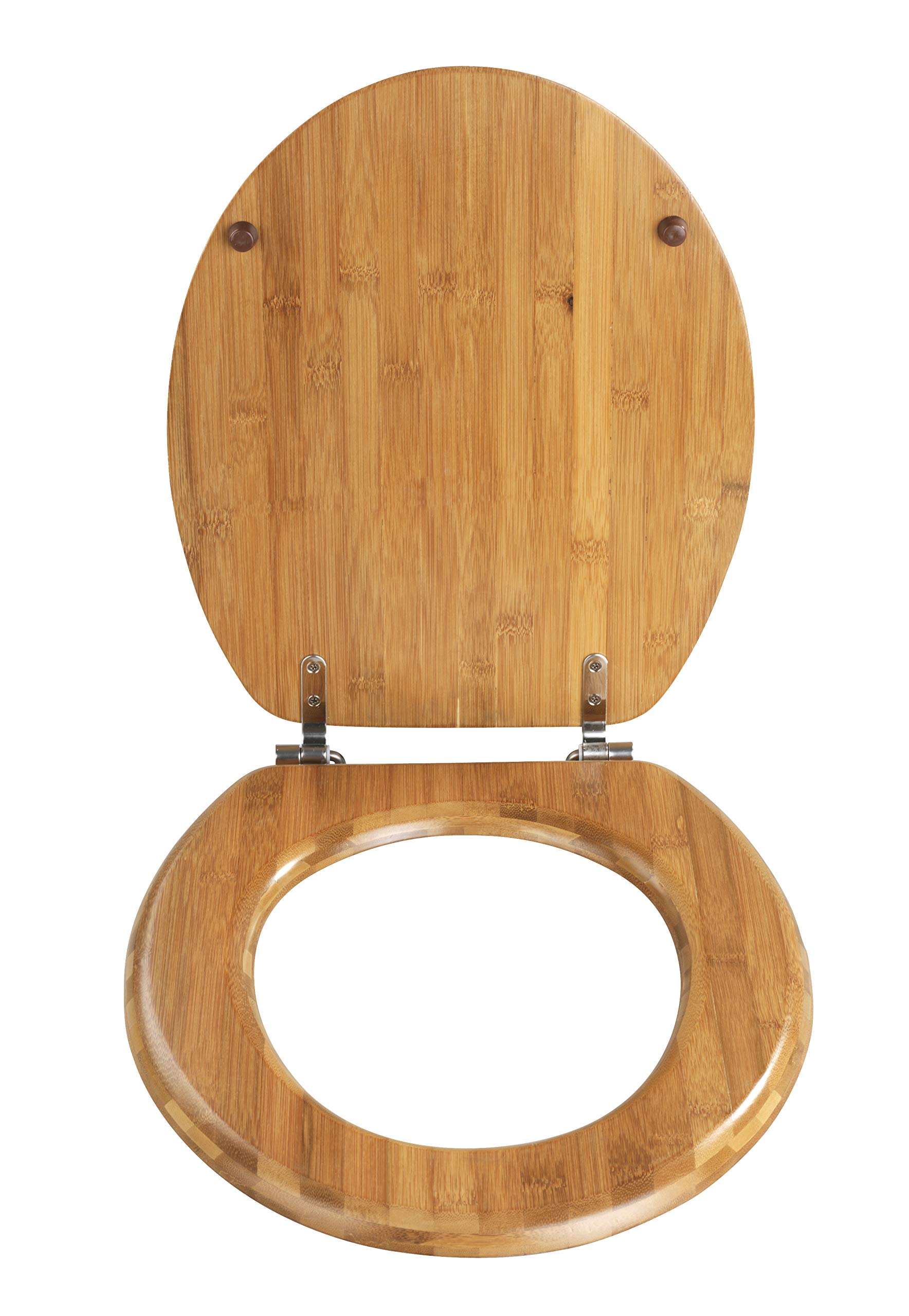 WENKO Toilettendeckel ohne Absenkautomatik, belastbar bis 200 kg, Bambus | ovaler WC Sitz, lackiert & feuchtigkeitsresistent, Klodeckel mit Edelstahlbefestigungen, Montage von unten, Mod. Bambus