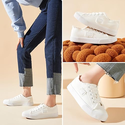 Miniatura 6 de Zapatos de lona para mujer, zapatos de lona de moda, zapatos casuales para caminar, Lienzo blanco