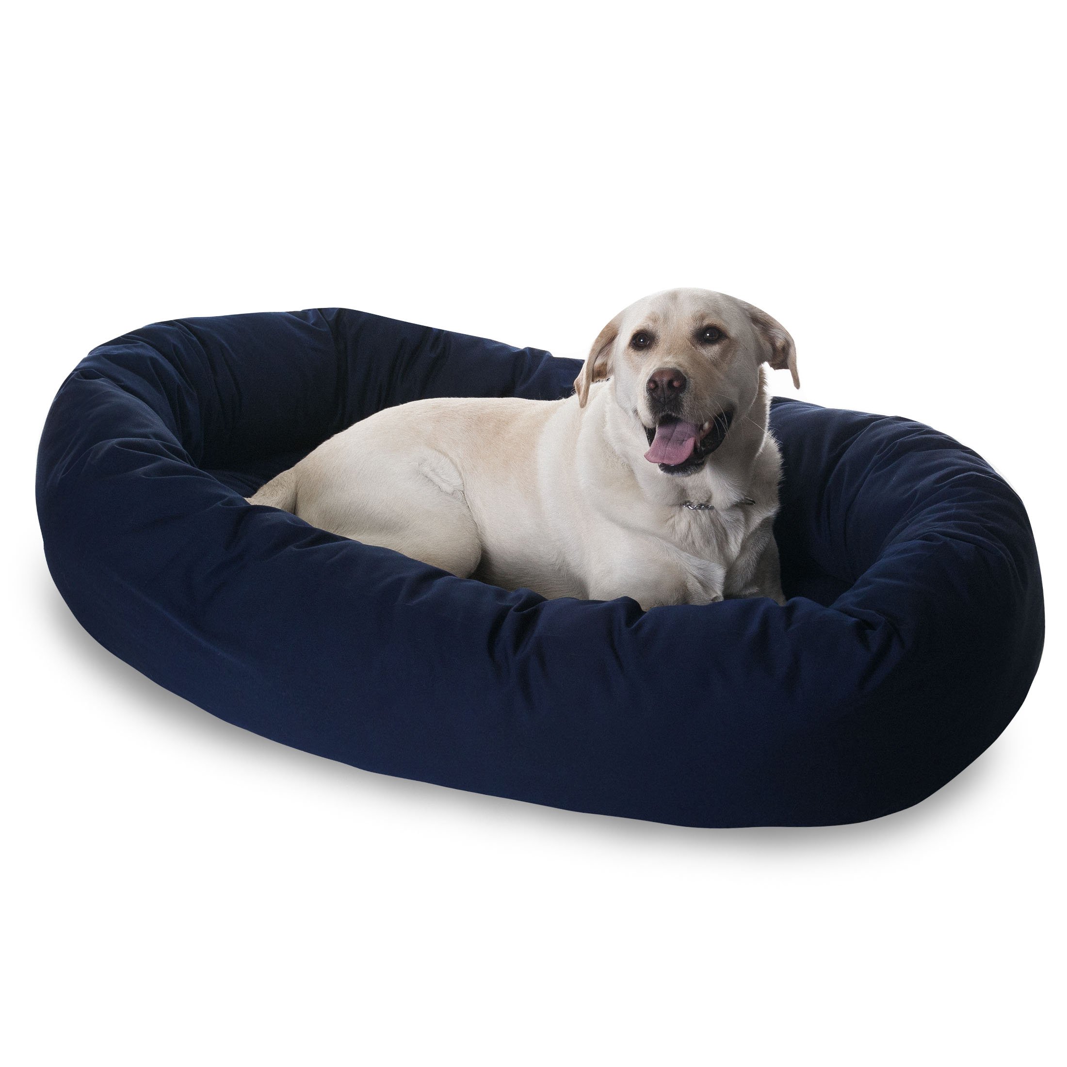 Majestic Pet 52 Inch Bagel Calming Dog Bed Washable – Cozy Soft Round Pet Bed with Spine Support for Dogs to Rest their Head - Fluffy Donut Puppy Bed 52x35x11 (Inch) - X-Large – Blue
