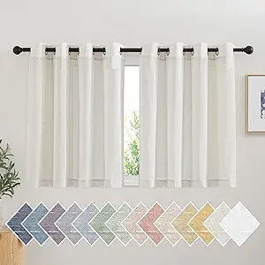 NICETOWN Natural Kitchen Curtains 36 inch Length, Grommet Small Curtains & Drapes Semi Sheer Privacy with Light Filtering Window Drapes for Cafe/Kids Room, W52 x L36, 2 Panels
