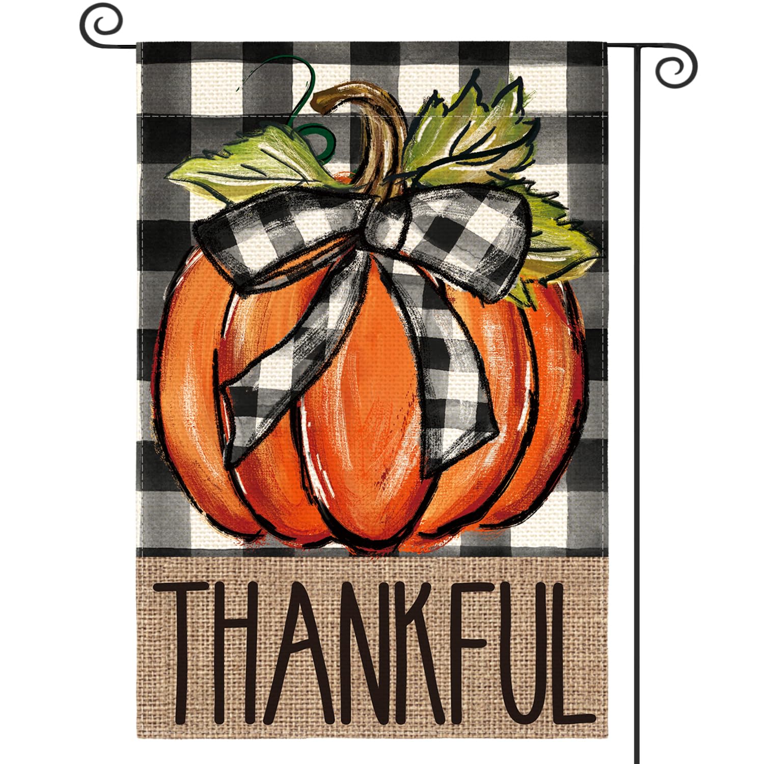 Drapeau de jardin haut de gamme en toile robuste motif citrouille d'automne double face