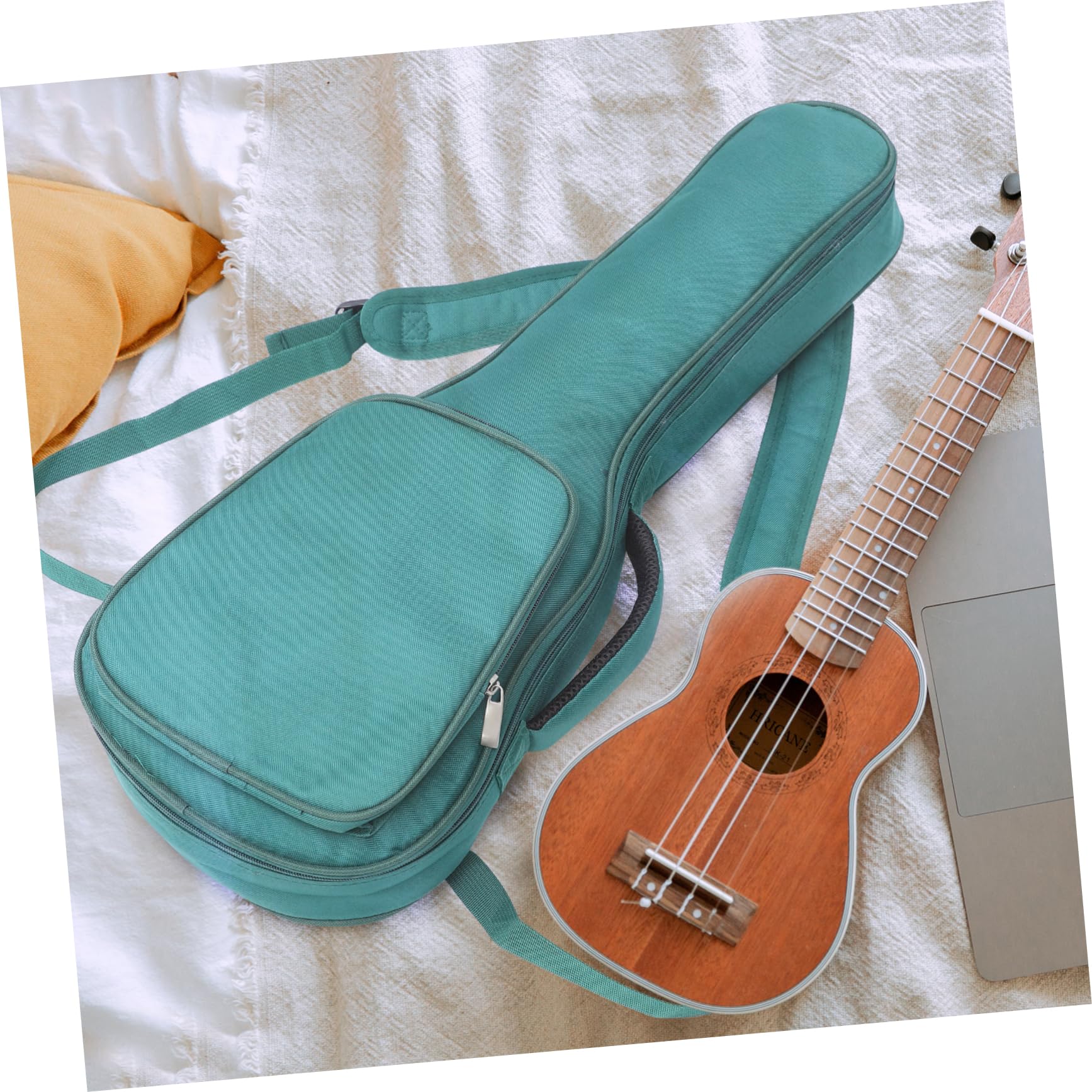 ibasenice Gepolsterte Ukulele Tasche aus Oxford Stoff mit Großer Kapazität und Tragbarem Design Grüne Ukulelen Schultertasche für 26-27 Zoll Sopran Ukulelen