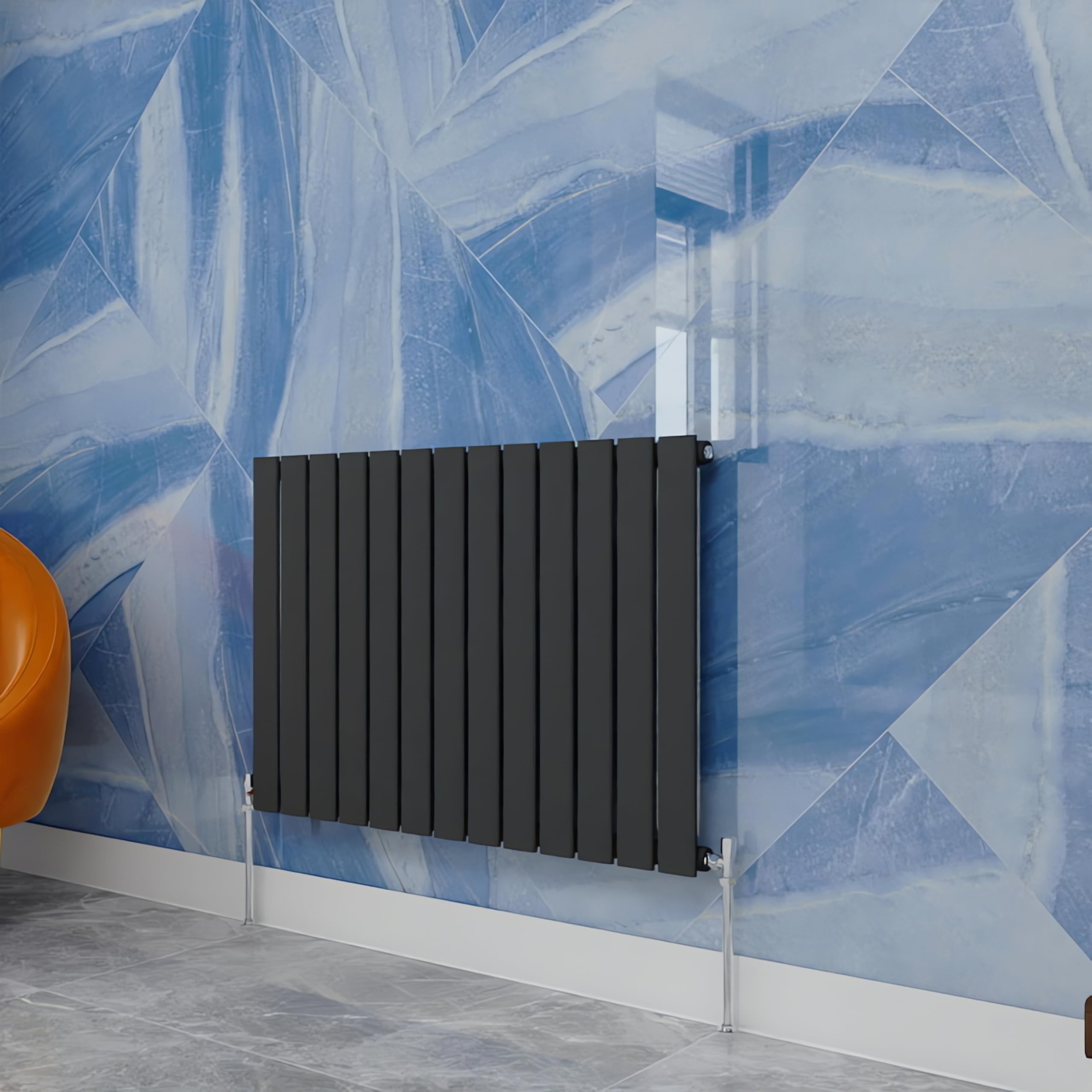 Simple Bathrooms Anthracite Central Heating Radiator,600X884mm Horizontal Flat Single Panel Column Energy-Efficient For Morden Multi-Scene