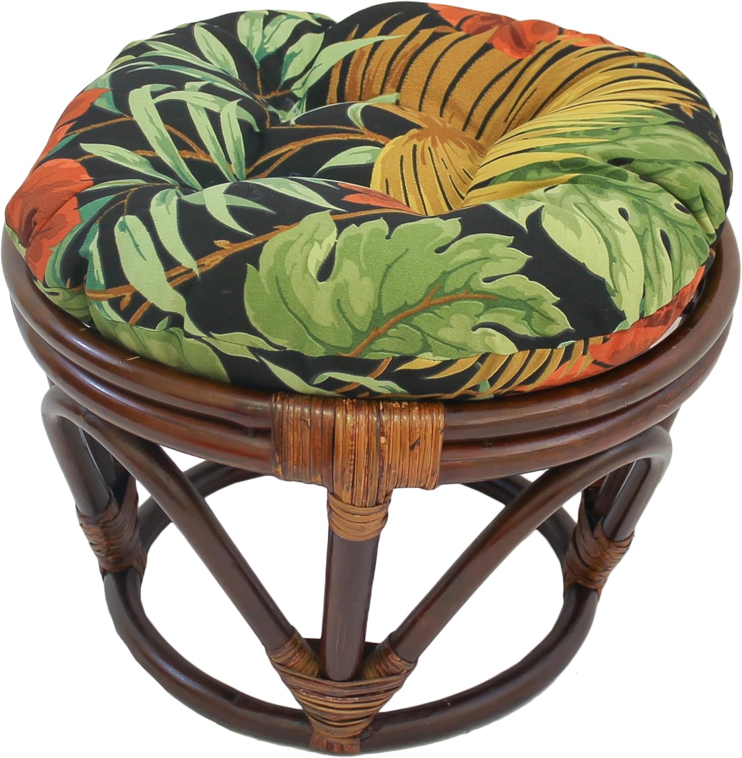 Blazing Needles Round Patterned Spun Polyester Tufted Footstool Cushion, 18", Eastbay Onyx