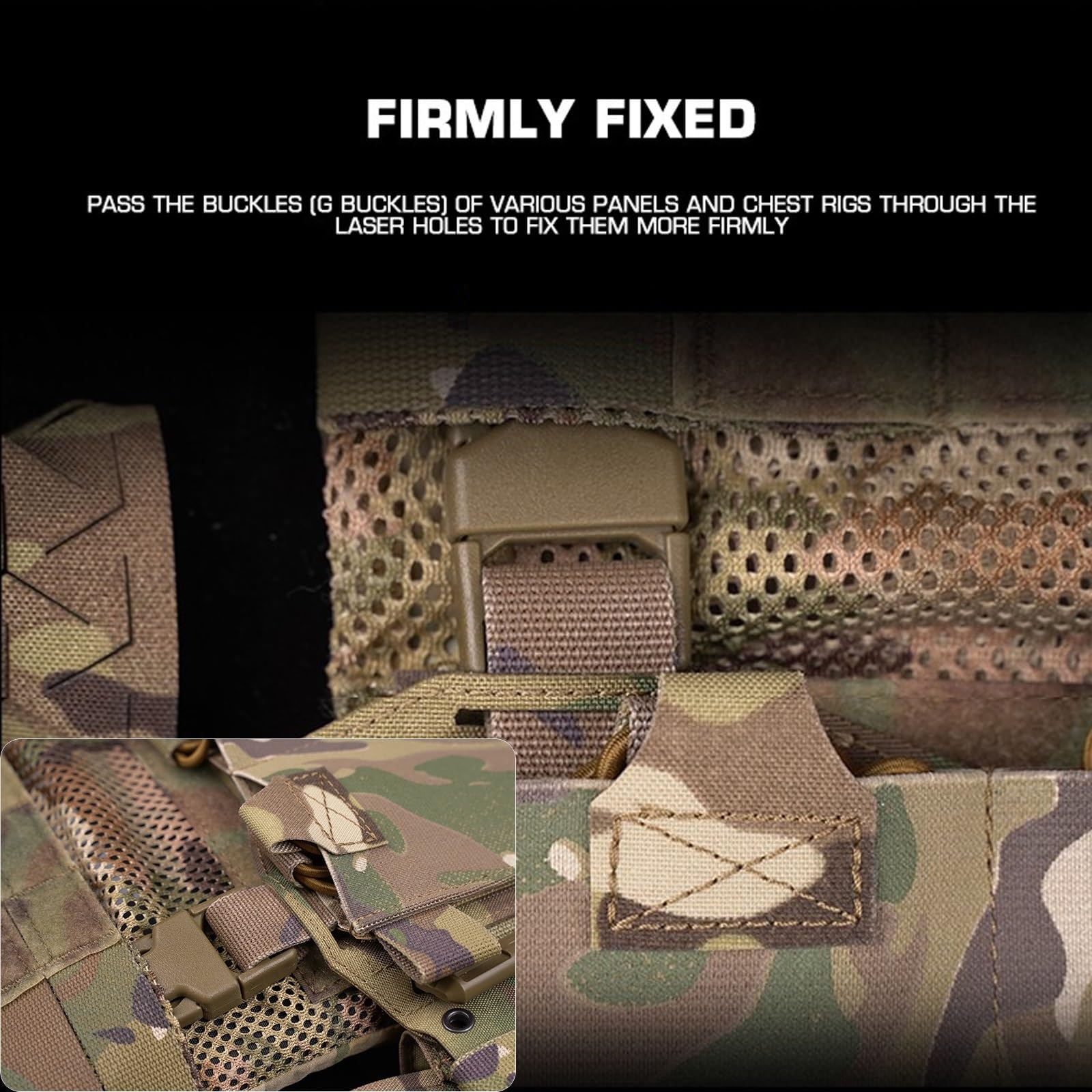 Camouflage MOLLE Expander Wing, Taktische Kummerbund-Verlängerung mit Klettverschluss für Plattenträger, Weste-Erweiterungspanel(Black CP)