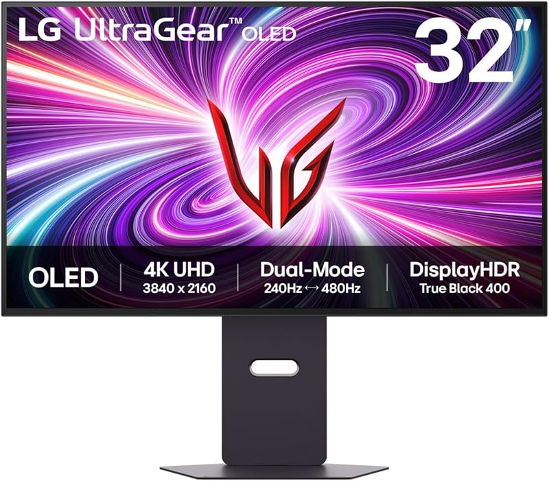 LG Ultragear OLED 32GS95UV-B Gaming PC Monitor 32" - OLED Panel, FHD Resolution (3840 x 2160), 0.03ms GtG 240Hz, DisplayHDR TrueBlack 400, DCI-P3 98.5% (CIE1976), AMD FreeSync Premium Pro,