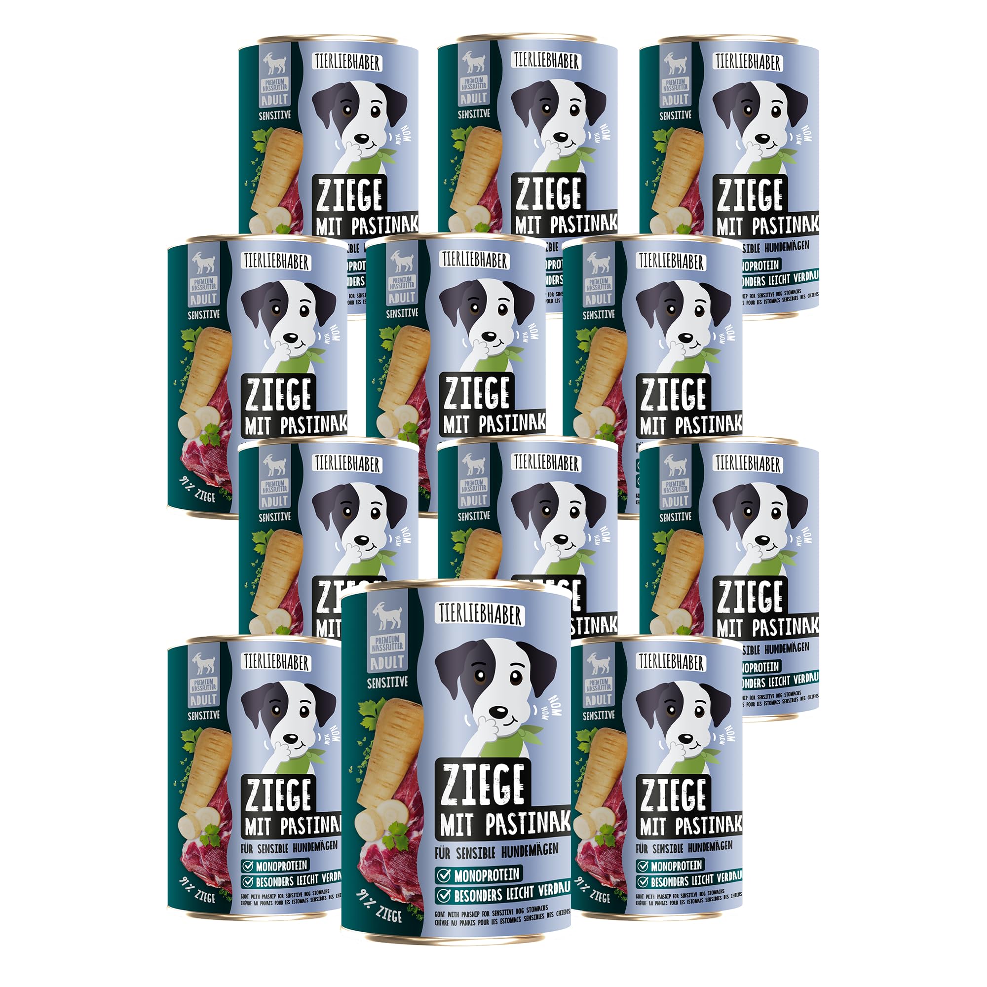 Hundefutter Nass 400g 12x Ziege mit Pastinake – Hunde Nassfutter Wet Dog Food tierärztlich entwickelt – Hundenassfutter 400g Dosen mit 91% Fleischanteil – Dog Food leicht verdaulich von TIERLIEBHABER