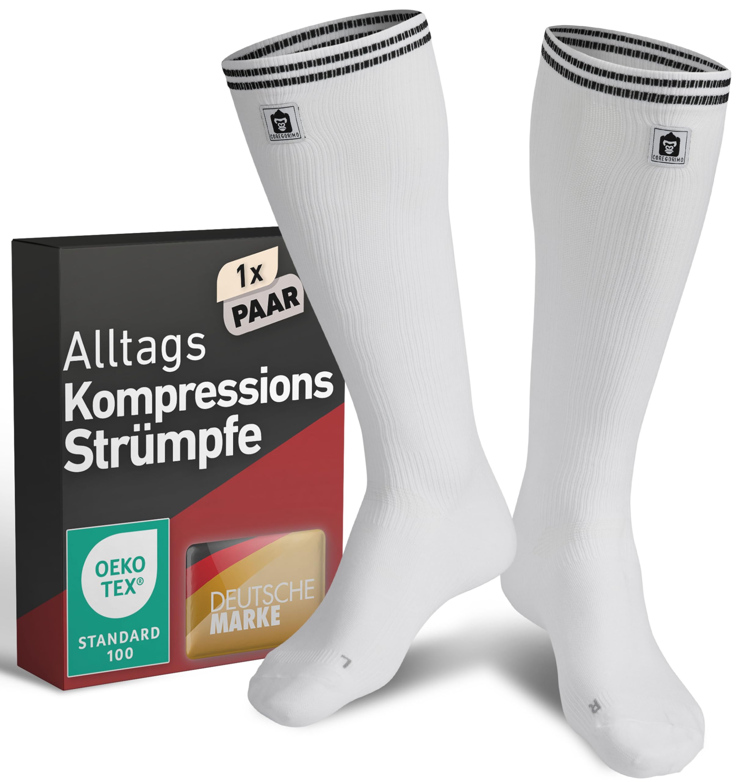 CORE GORIMO - Medias de compresión para hombre y mujer - Transpirables - Medias de apoyo y medias de trombosis para trabajos de pie, vuelos y deportes