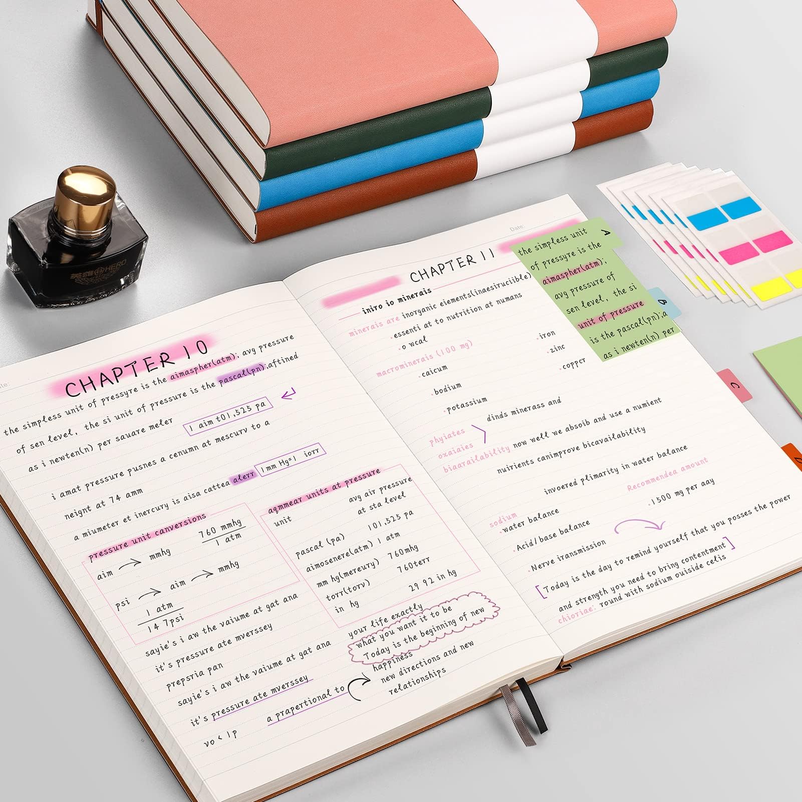 AHGXG College-Notizbuch, liniert, 320 Seiten, großes Tagebuch A4 (21,6 x 27,9 cm) | Dick liniertes Notizbuch für Notizen, 100 g/m² Papier, Leder-Softcover, für Damen und Herren, Grün