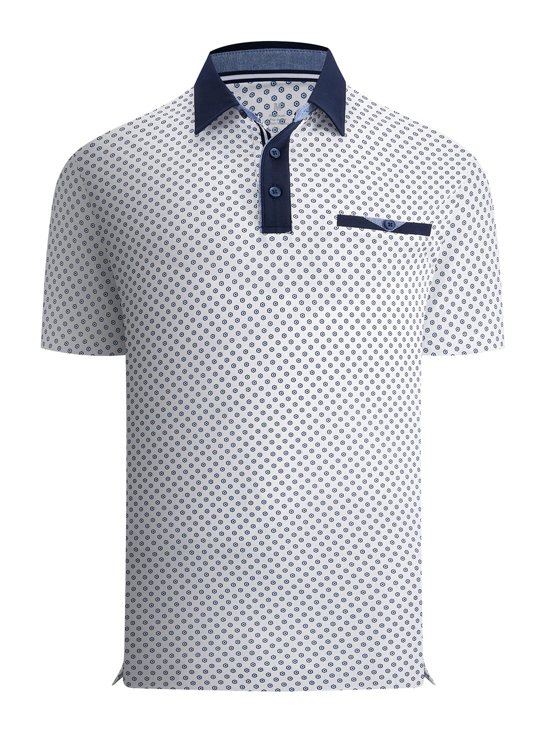 Damipow Golf Shirts for Men Dry Fit Short Sleeve Print Collared Polo Shirt