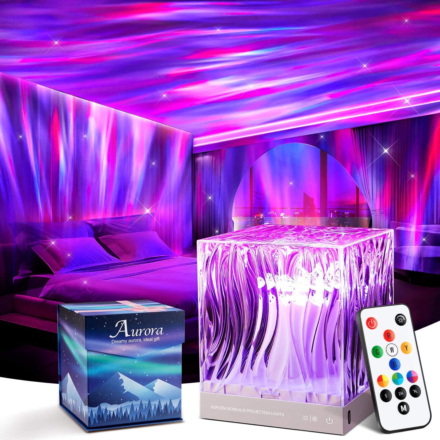 One Fire Women's White Northern Lights Projector Sensory Lights Birthday Gifts For Girl Gift