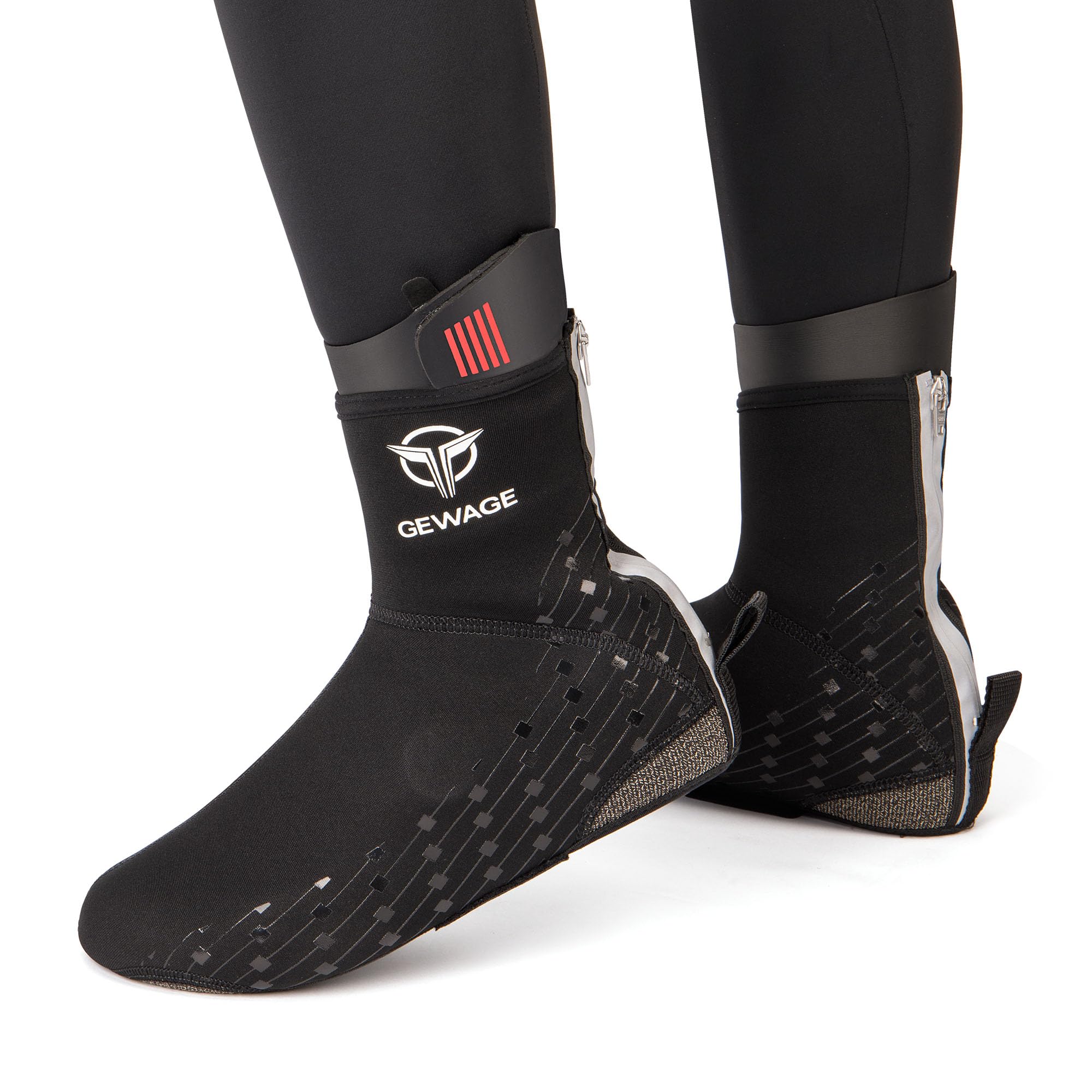 GEWAGE Winter-Überschuhe für Rennrad & MTB – Thermo Fahrrad-Überzieher, atmungsaktiv, Nicht wasserdicht, reflektierendes Logo, verstärkte Ferse & Zehen, Silikon-Grip, S–XXL