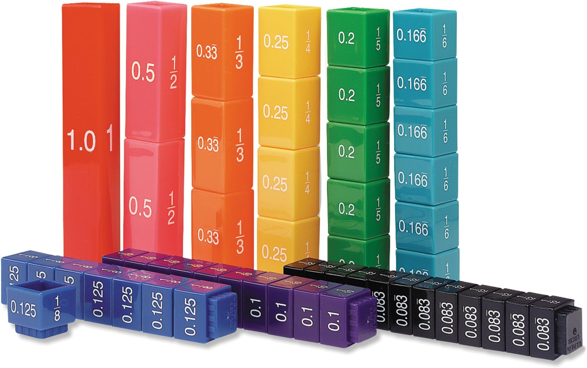 Learning Resources Ler2509 Fraction Tower Activity Set, 51 Cubes, Grades 1-6, 1 Piece, Multicolor