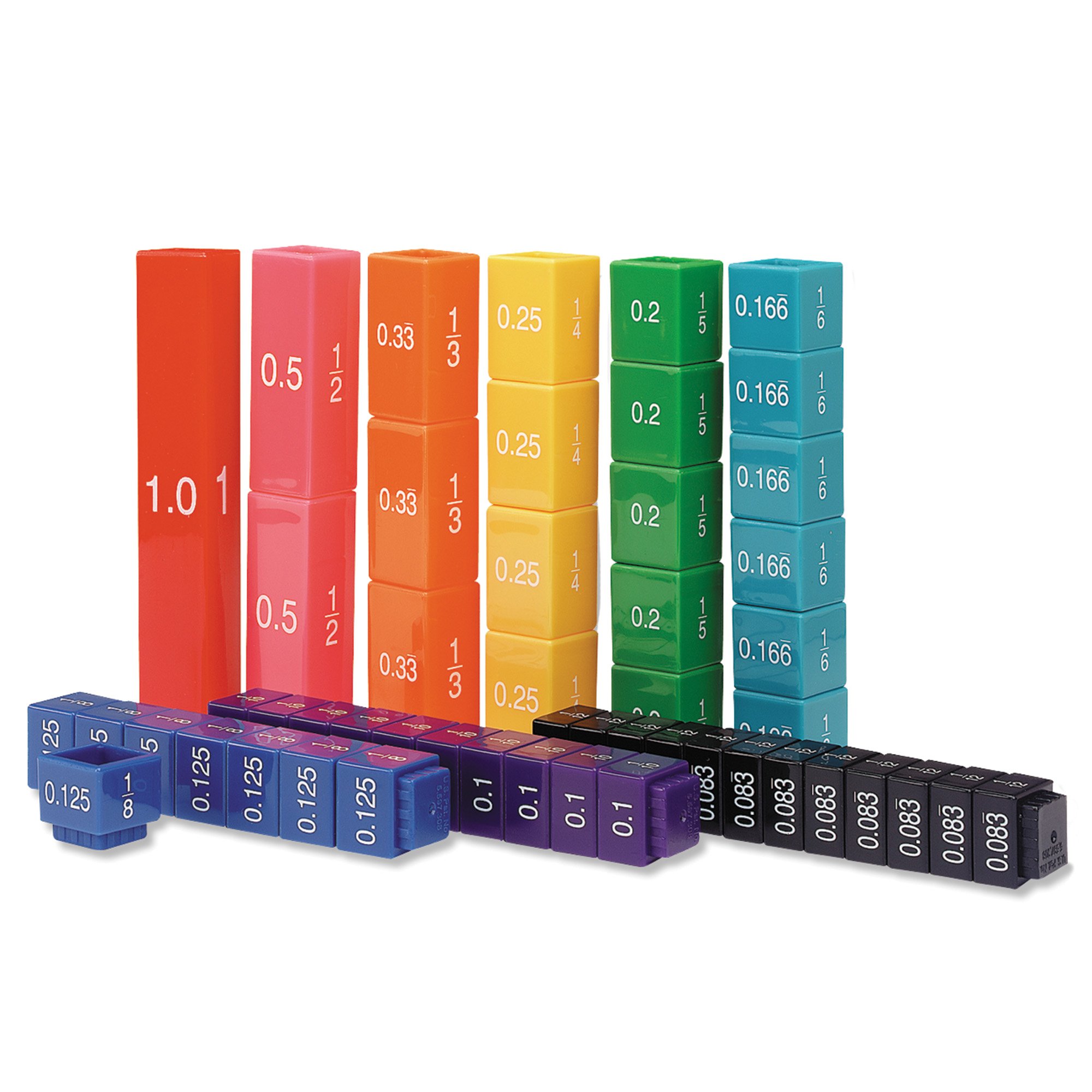 Learning Resources Fraction Tower Equivalency Cubes - 51 Pieces, Ages 6+ Math Toys for Kids, Classroom and Homeschool Accessories, Fractions for Kids