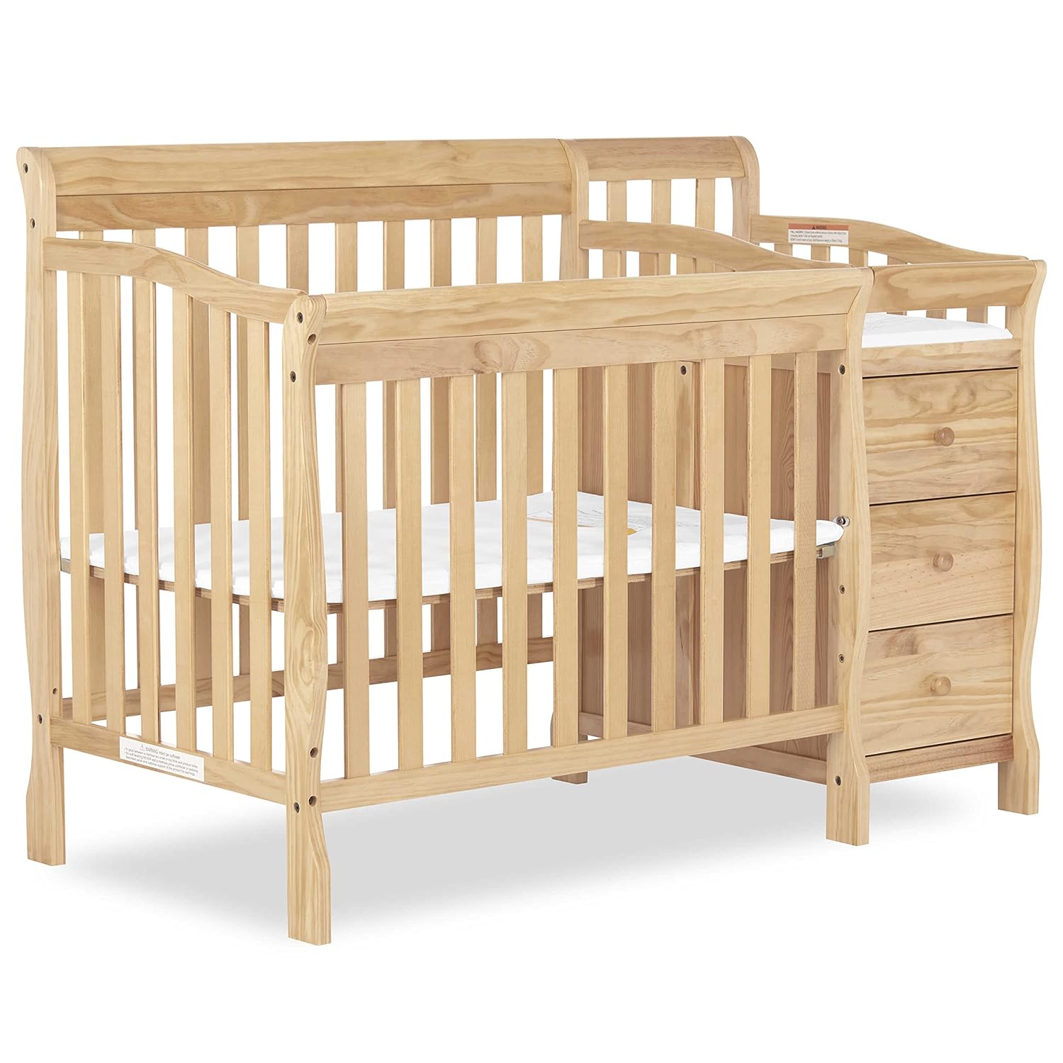 (incomplete) Dream On Me Jayden 4-in-1 Mini Convertible Crib And Changer in Natural, Greenguard Gold Certified, Non-Toxic Finish, New Zealand Pinewood, 1" Mattress Pad Natural 56.75x29x41 Inch (Pack of 1)