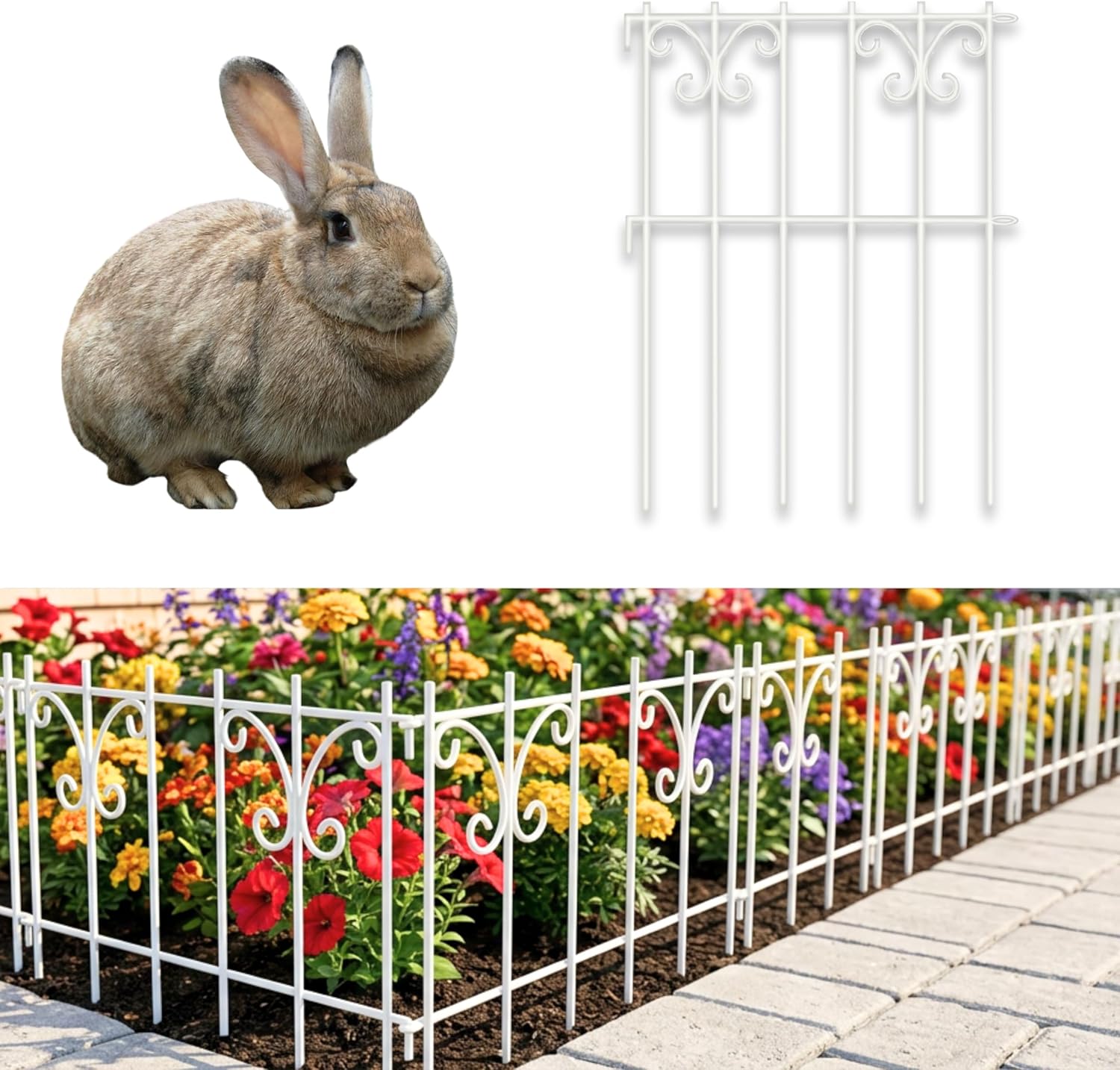 ShopLaLa Garden Fence (25 Panels) 12.5in(L) x 16.5in(H) Rustproof White Metal Wire Fences Animal Barrier Fencing, Decorative Butterfly Flower Edging for Landscape Border Panel Yard Patio Outdoor Decor