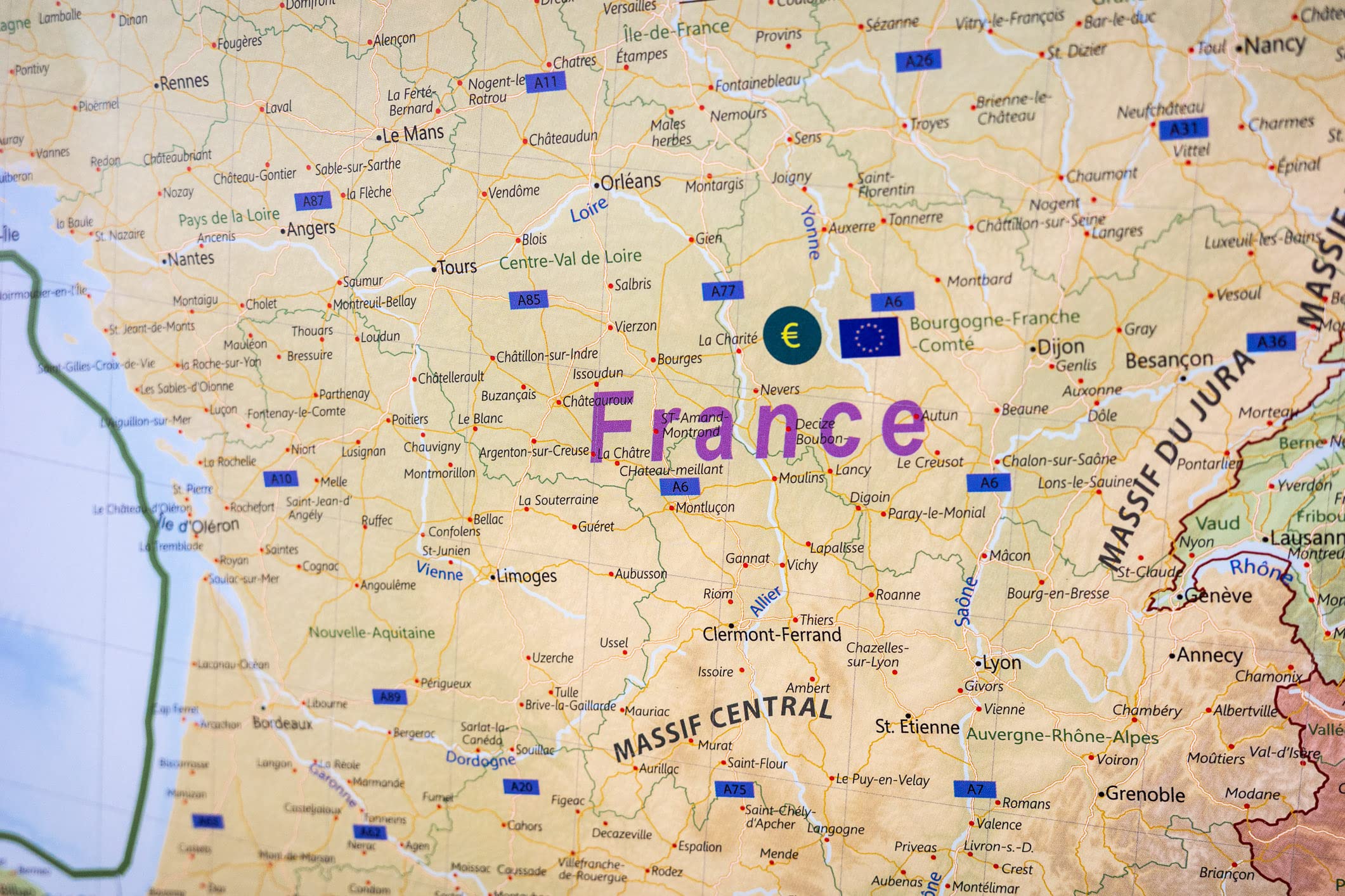 Grande carte de l'europe en français avec plastification sur les deux faces, inscriptible, 90 x 122,5 cm, avec espace Schengen