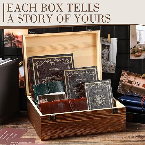 Miniatura 6 de Barydat Caja de memoria de madera extra grande con tapa con bisagras para recuerdos, pino sin terminar, caja de madera para manualidades, regalo y