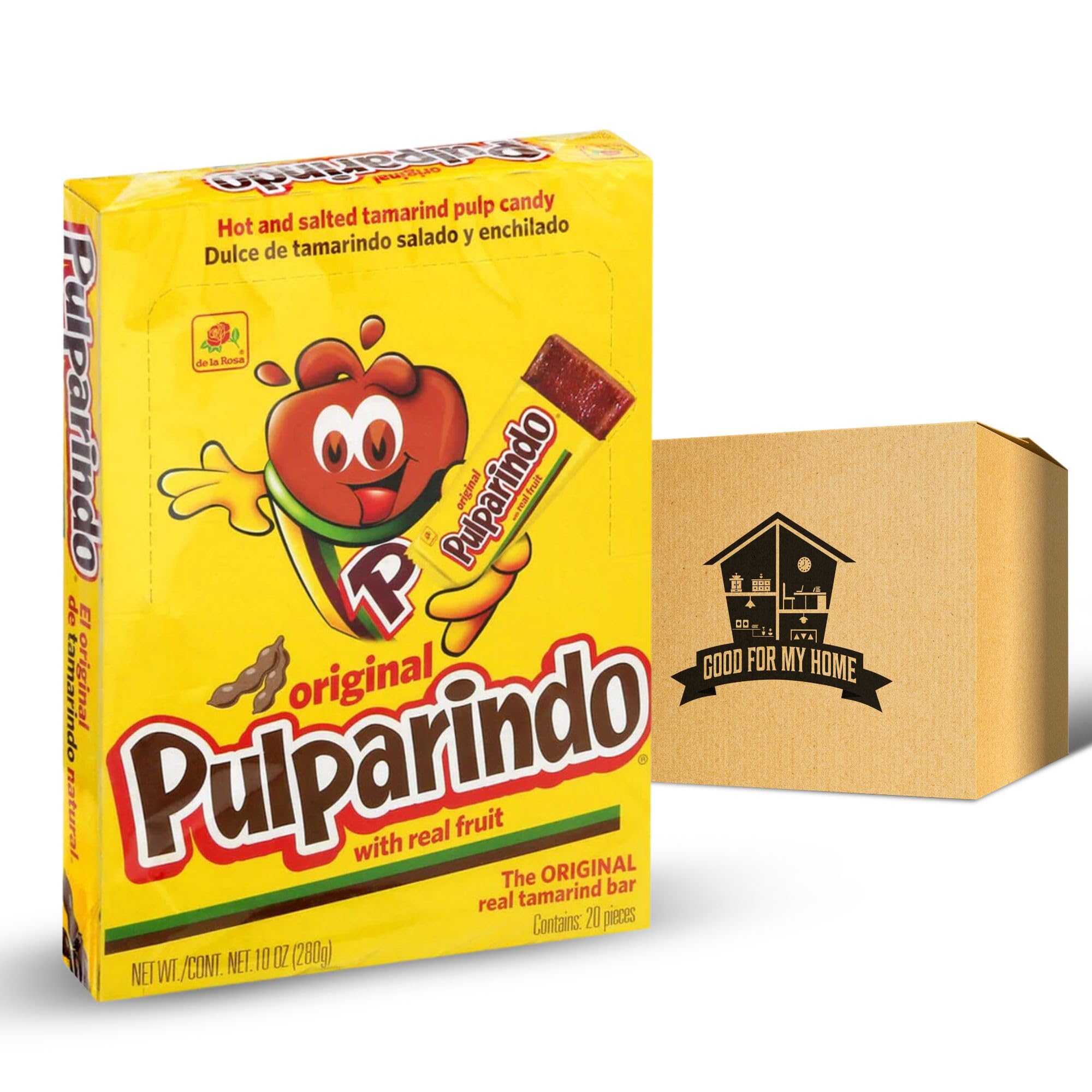 Tamarind Candy Bundle. Includes One Box, 20 ct 0.49 Oz each of Pulparindoo's Original Mexican Tamarind Candy. Salted and Spicy Tamarind Candy. Classic Mexican Candy for Sharing! Comes with a GFMH Box!