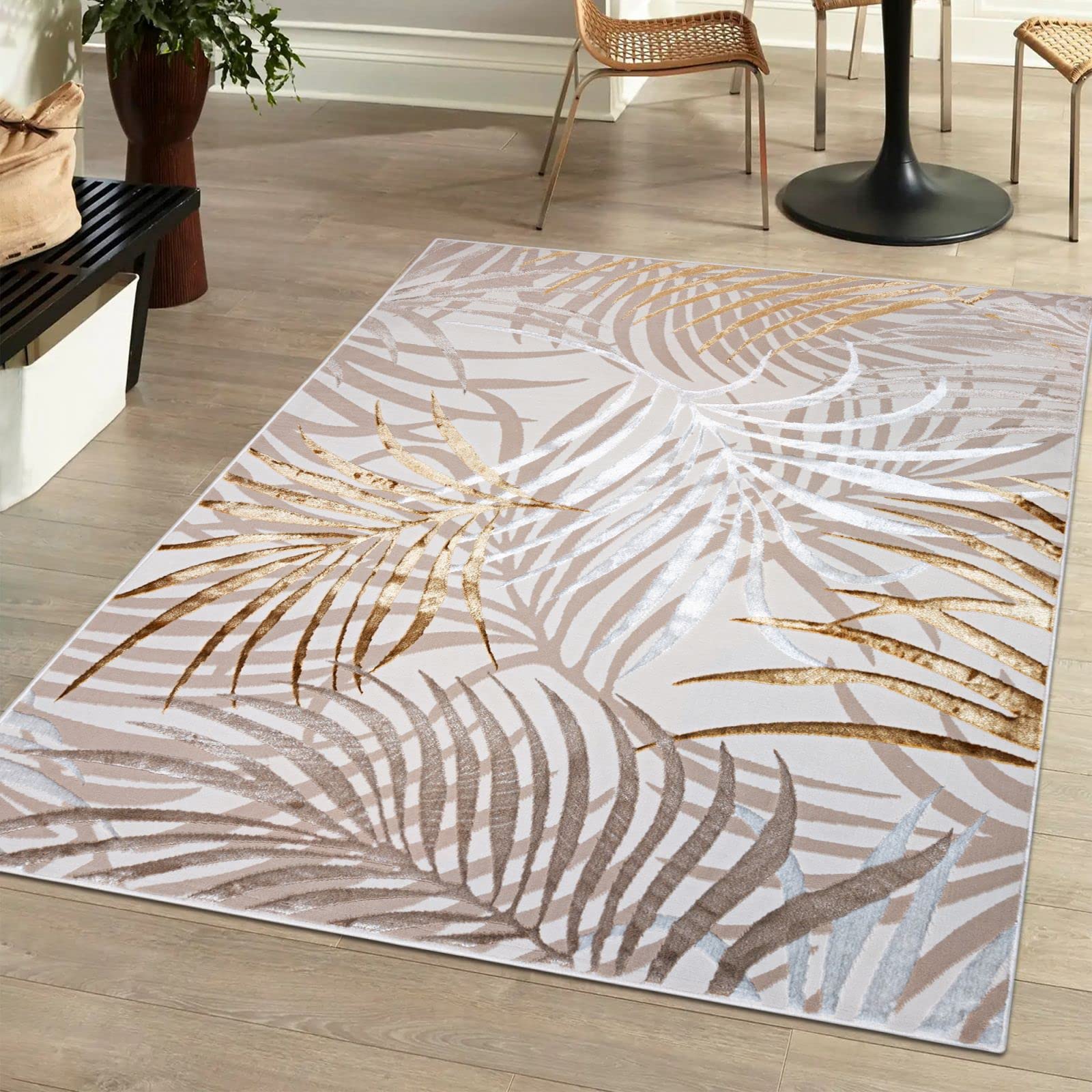 Mazovia Tappeto Abstracto Tappeti - Tappeti per Soggiorno, Camera da Letto, Sala da Pranzo e Ufficio - Pilas Cortas Rectángulo - Certificato OEKO-TEX - Crème Beige Tappeti - 160 x 230 cm