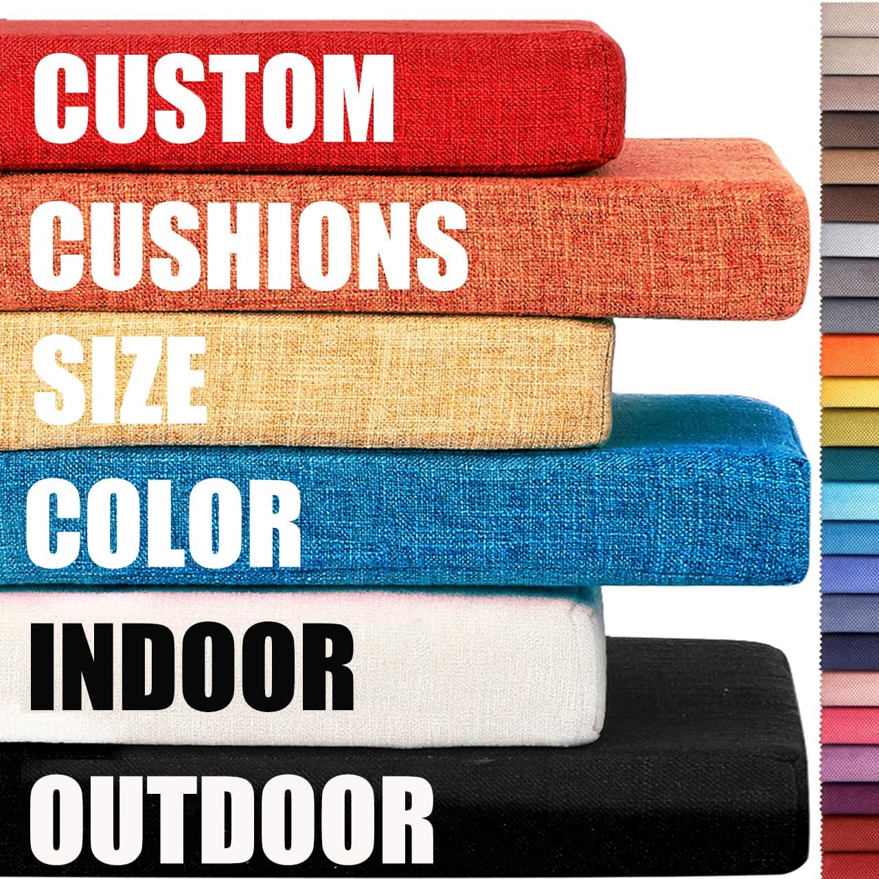 Amorita Custom Bench Cushion, Indoor Outdoor Cushions for Patio Furniture, Bay Window Seat Chair Sewing Cushion - Waterproof, Non-Slip, Durable Replacement Pads - Optional Fabric Colors 3"