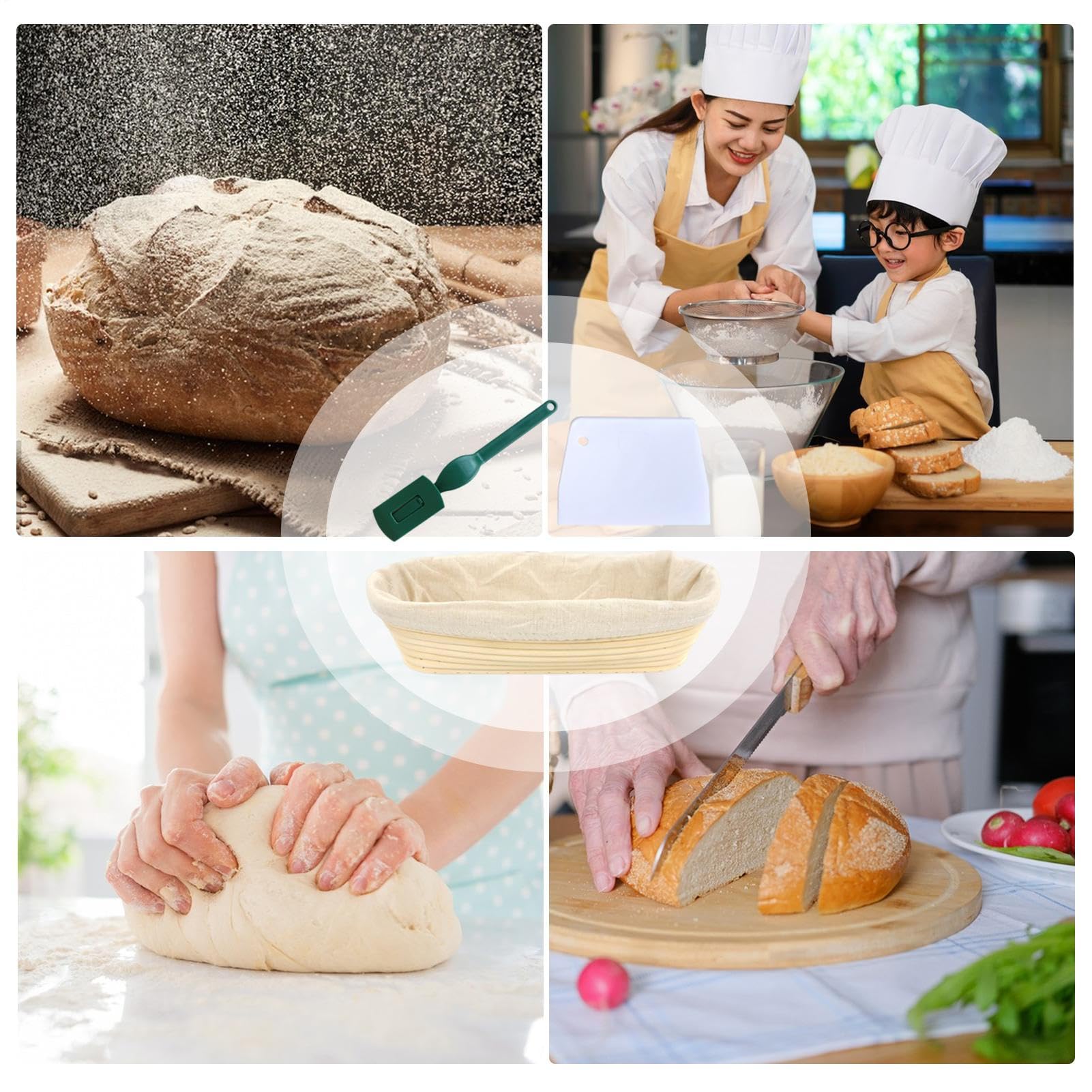 Sauerteig -Teigschüssel - Ovaler Fermentationskorb, Proofing Bowl Mit Rattan Liner | Handgefertigte Brotformwerkzeug Für Vollkornbacken, Vorbereitungskorb Für Heimbäcker Und Brotrezepte