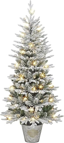 6 ft Pre-lit PE/PVC Flocked Tree, 1015 Tips, 250 UL Clear Incandescent Lights
