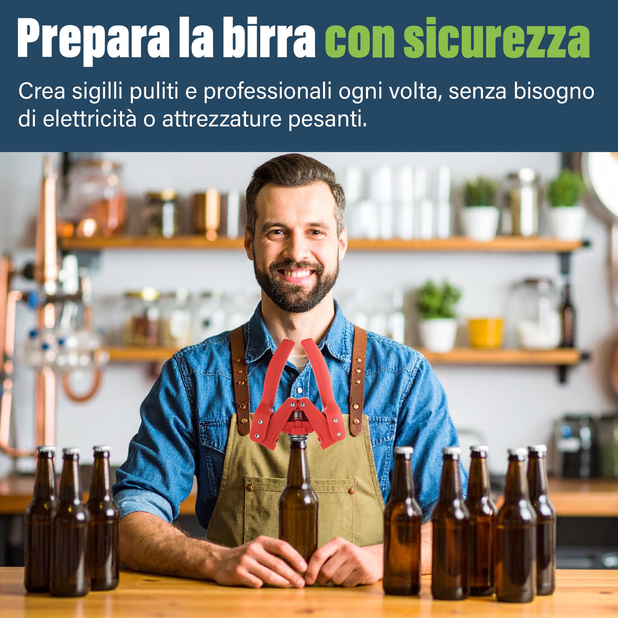 Bottle Capper incluso 120 free tappi per home Brew Beer making o limonata bottiglie di vetro – facile Cap