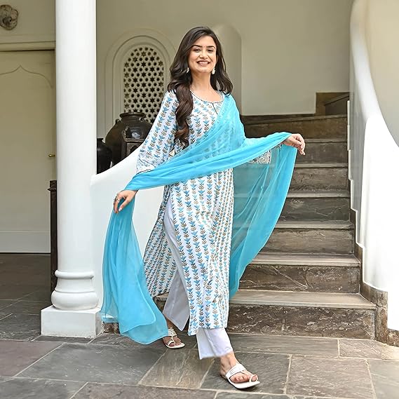 GoSriKi Women Kurta with Pant & Dupatta
