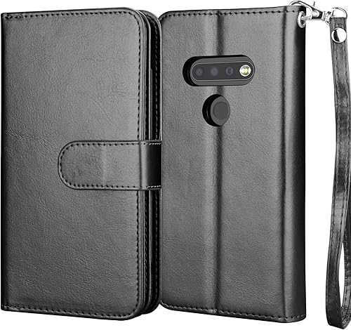 Miniatura 7 de NJJEX Funda compatible con LG K51LG Q51  LG ReflectLG K51, 9 ranuras para tarjetas Funda de piel sintética para tarjetas de crédito de
