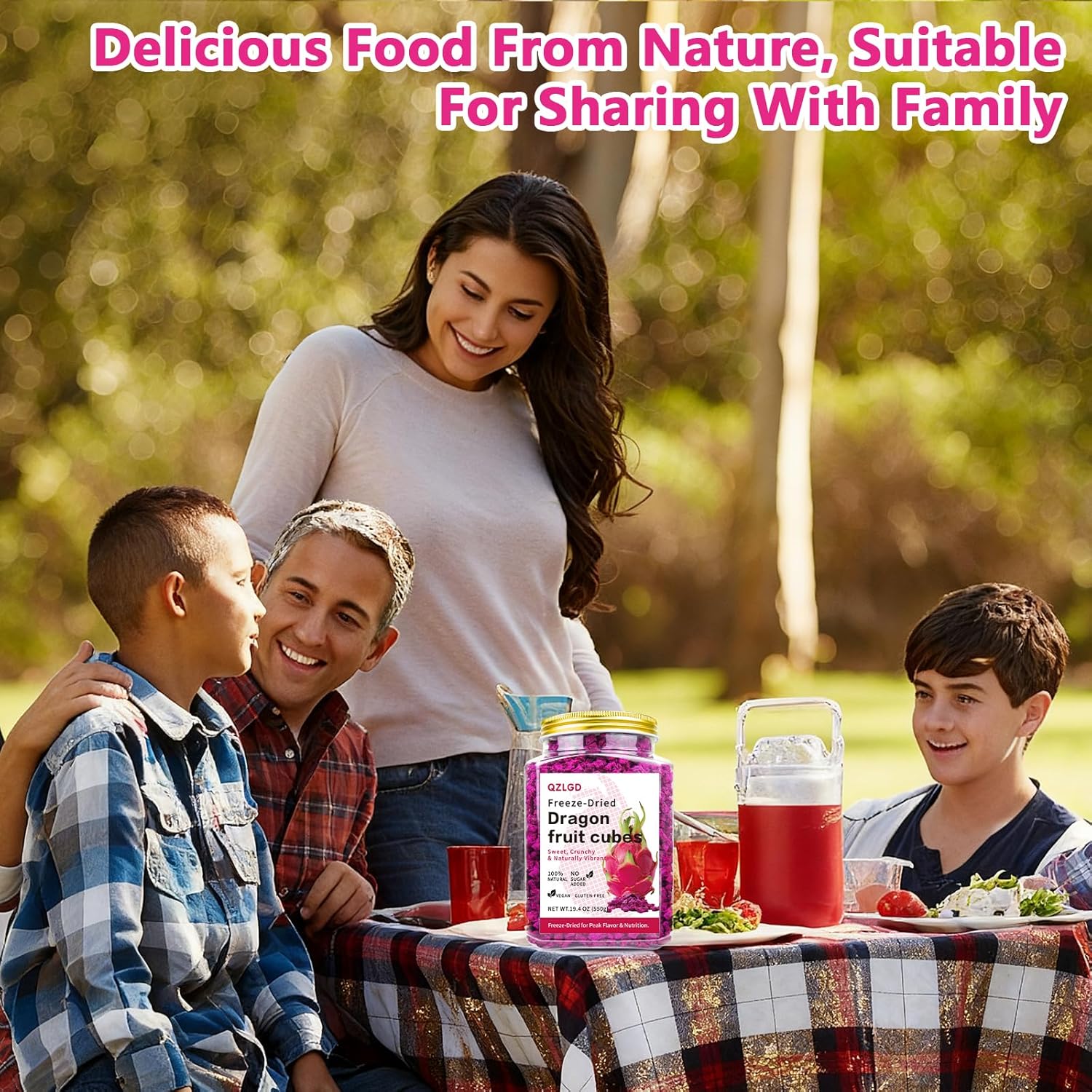 QZLGD Freeze-Dried Dragon Fruit, 19.40Z/550g, Freeze-Dried Fruit, Dragon Frui-t Snacks, No Sugar Added, for Drink, Baking, Breakfast Cereal