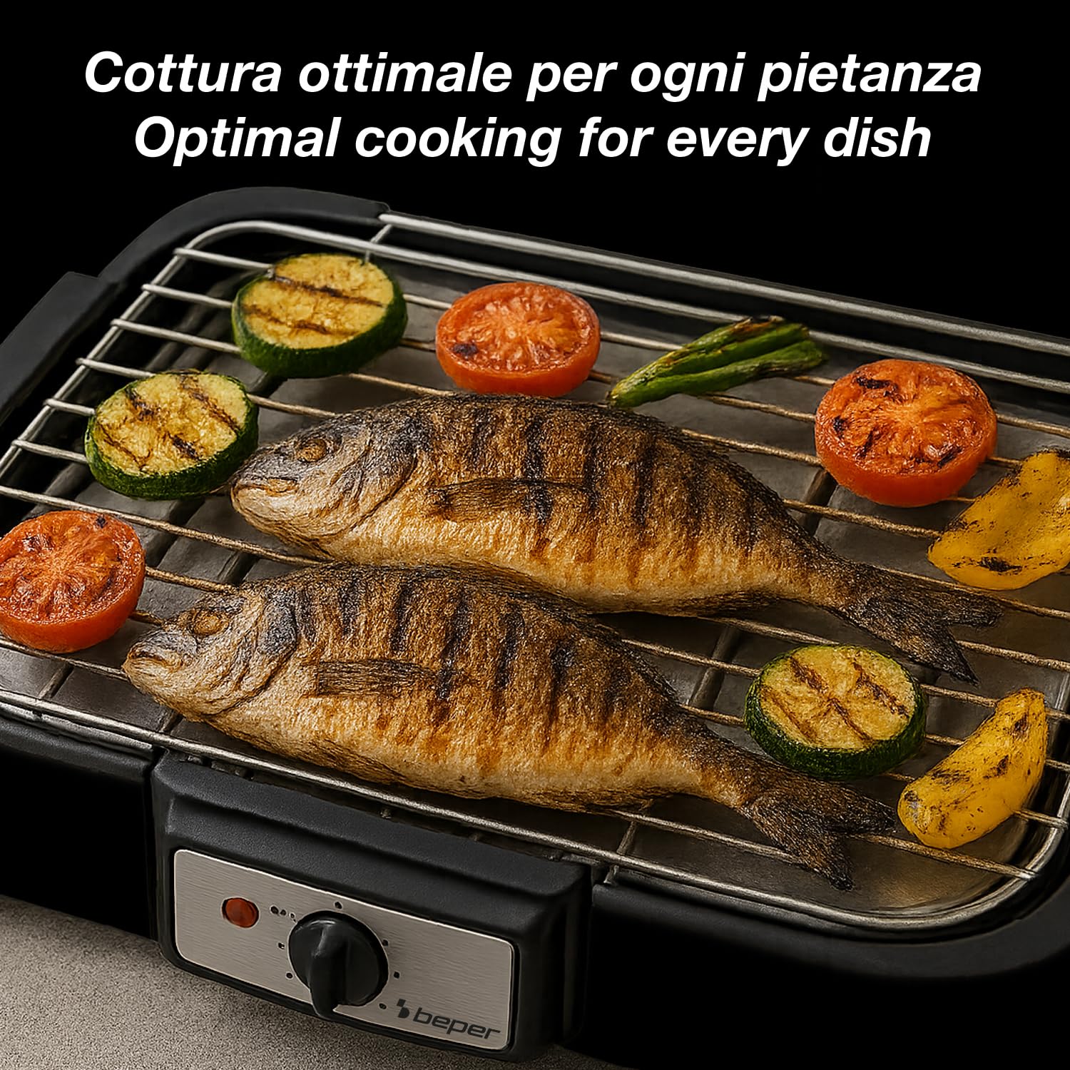 BEPER P101BBQ001 Barbecue Elettrico 2000W Griglia XXL 41,5x24 cm Cottura Senza Fumo