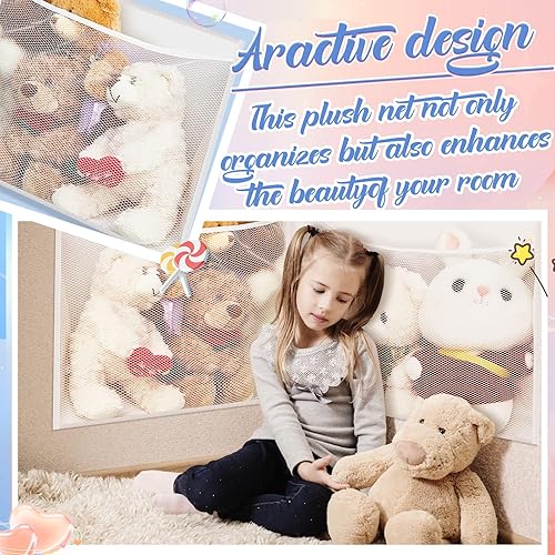 Miniatura 6 de FillTouch 2 piezas de red colgante para animales de peluche o hamaca sobre la puerta, organizador de red de animales de peluche para accesorios de