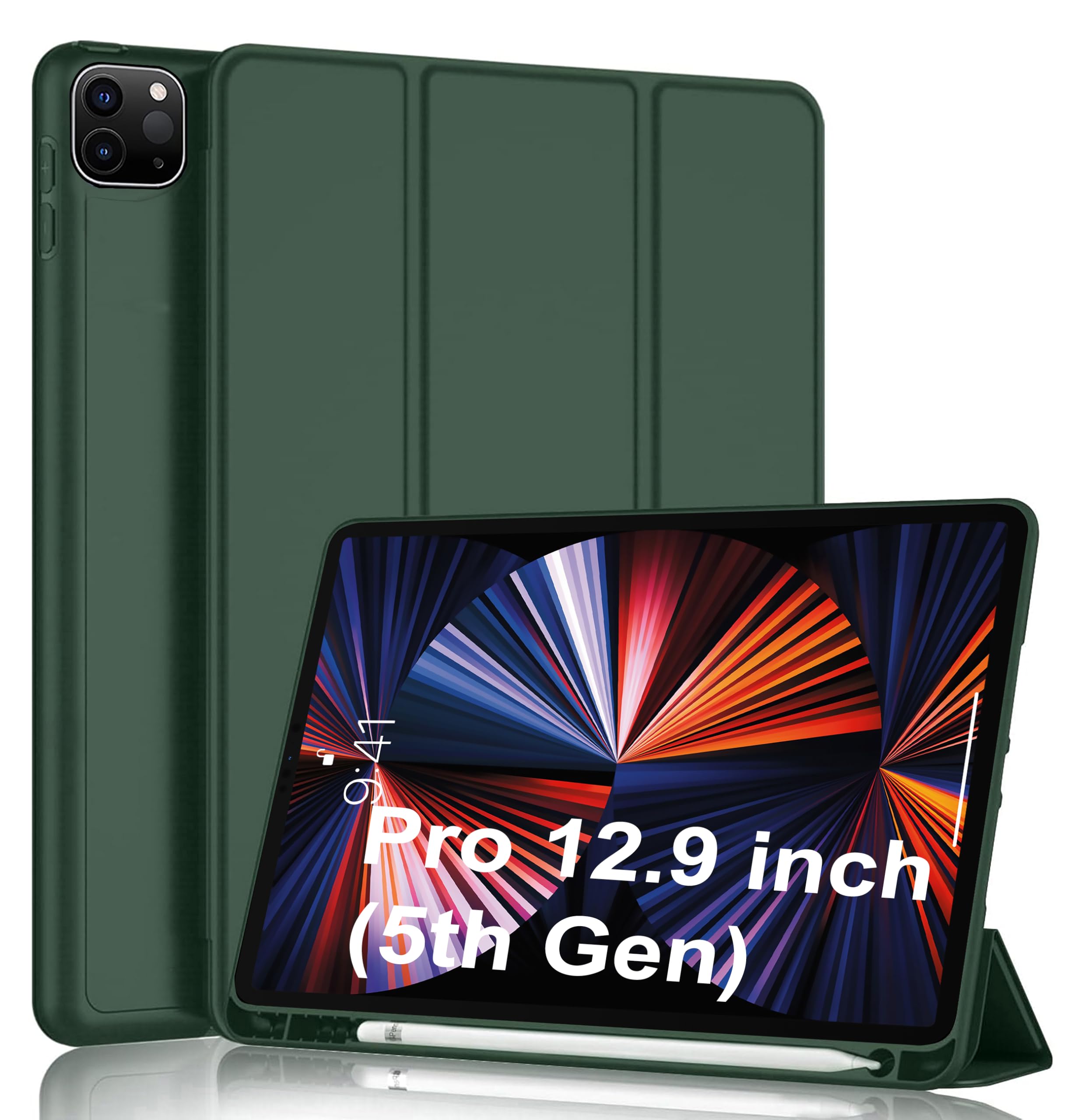 TGK Soft Flexible with Pencil Holder Trifold Flip Back Case Cover for iPad Pro 12.9 inch 5th Generation 2021 (Green) (B0D4K45W76) Amazon Price History, Amazon Price Tracker