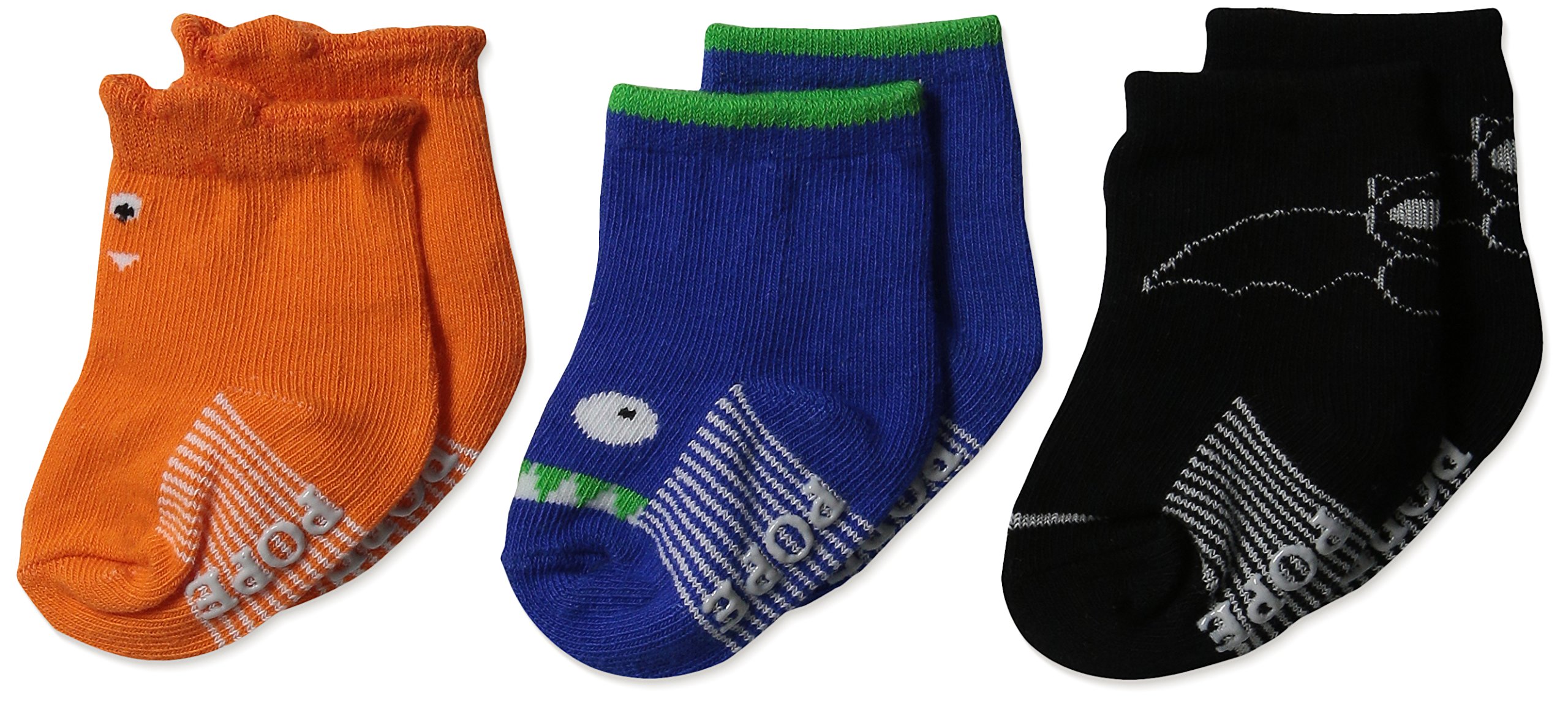 Rosie Pope Accessories Baby 3pk Boys Crew Crazy Three, Blue, Black/Red, 0-6 Months