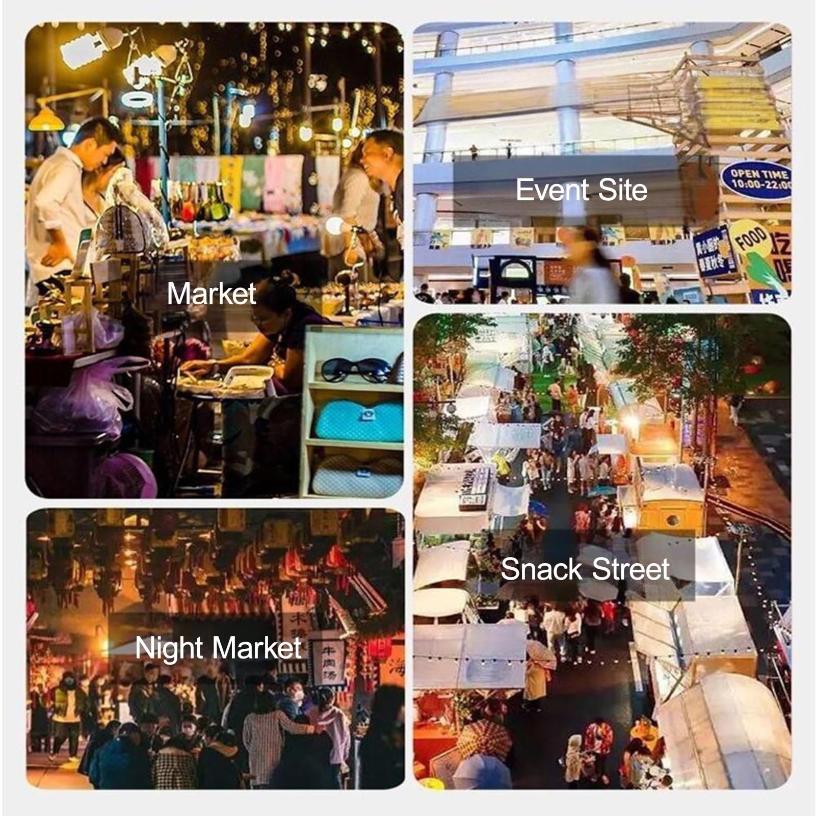 le Carrello alimentare con tettoia, Display venditore ambulante per eventi e vendite all'aperto, Stand alimentare portatile, Rimorchio alimentare commerciale, Food Truck Equint