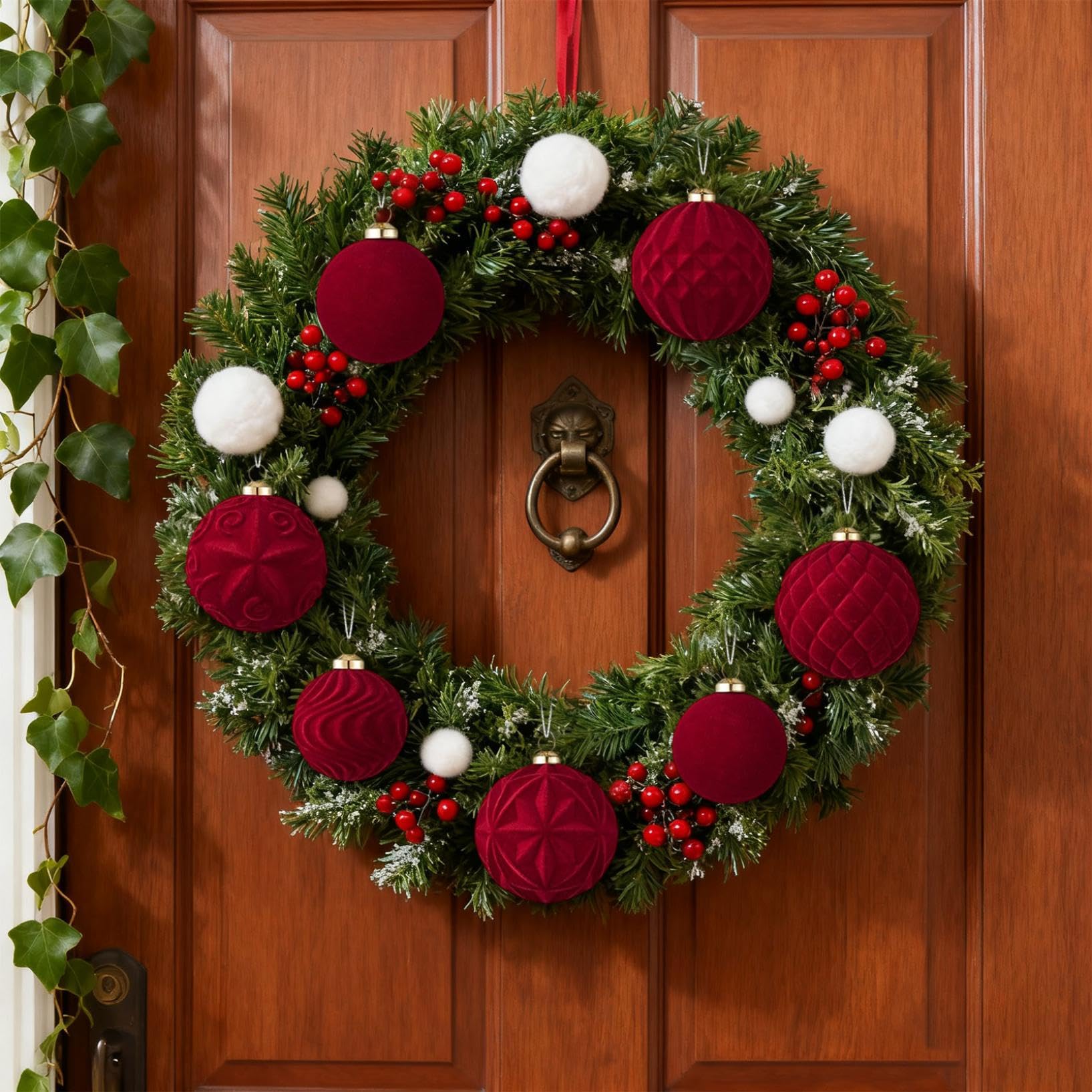 Weihnachtsschmuck, 30 Stück, samtbeflockte, bruchsichere Kugeln für Urlaubsdekoration, roter Samt, Weihnachtsbaumschmuck für Zuhause, Party, Feste
