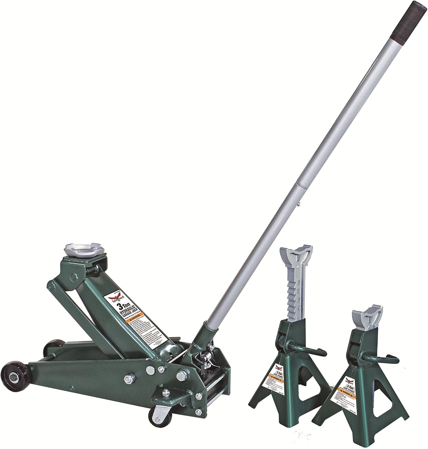 SAFEGUARD Floor Jack and Stand Kit, Steel, 3 Ton Capacity