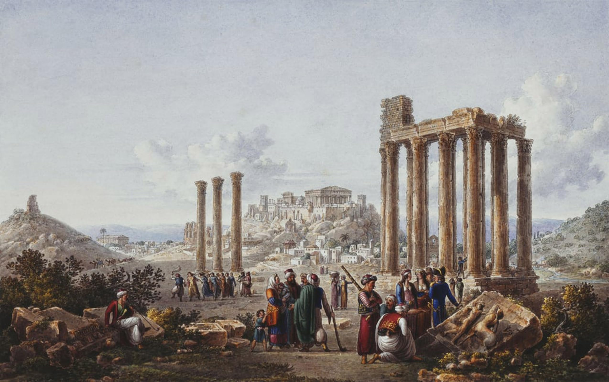 SERENDIPITP Retro Picture Poster Wall Art Pictures Painting a View of the Acropolis Athens by Louis Francois Cassas Wall Art Canvas Print for Wall Decor 60x90cm
