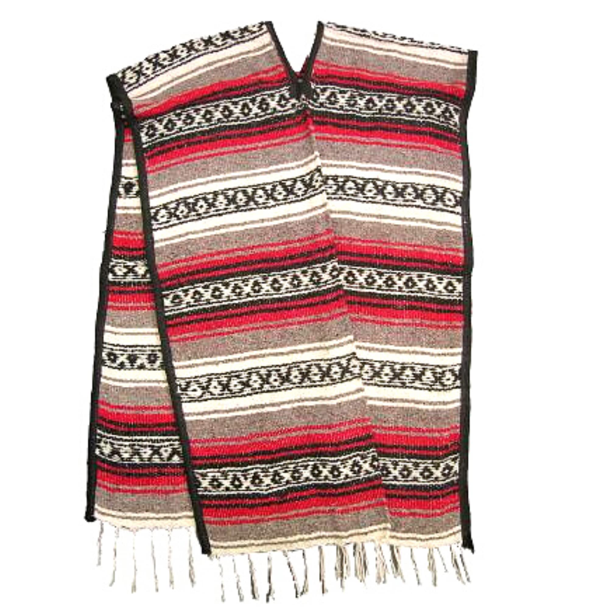 Authentic Traditional Mexican Poncho for Men and Women, Unisex Multi Colored Falsa Ponchos with Fringe on Bottom, One Size Fits Most Adults, Assorted Colors-image-29