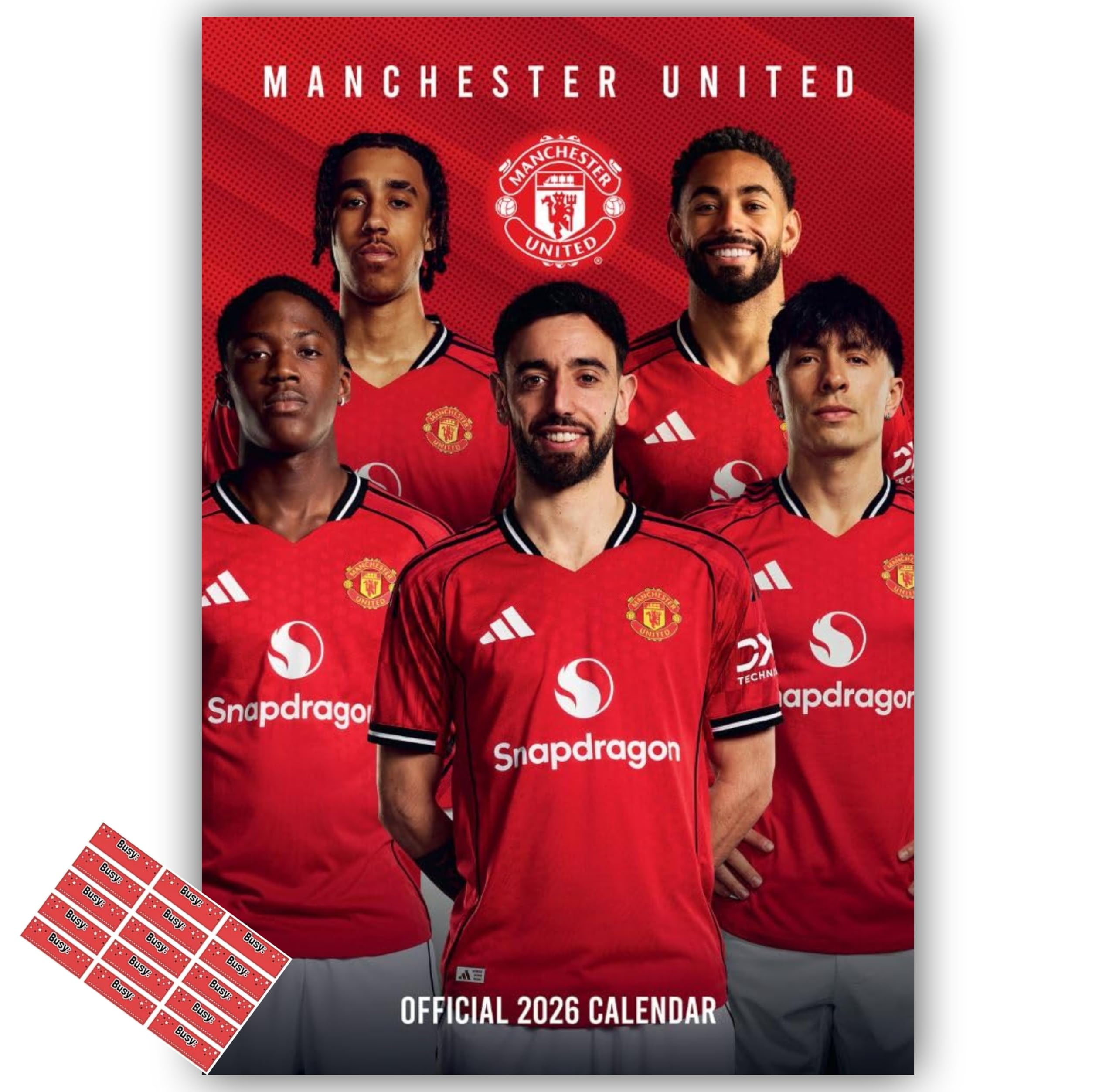 Manchester United Calendar 2026 Official Man U A3 Wall Calendar Football Gift Present with FREE Organising Stickers Included
