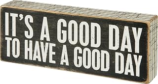Primitives by Kathy 'It's a Good Day to Have a Good Day' Distressed Black & White Wood Box Sign, 8x3 Inch Wall Decor Plaque
