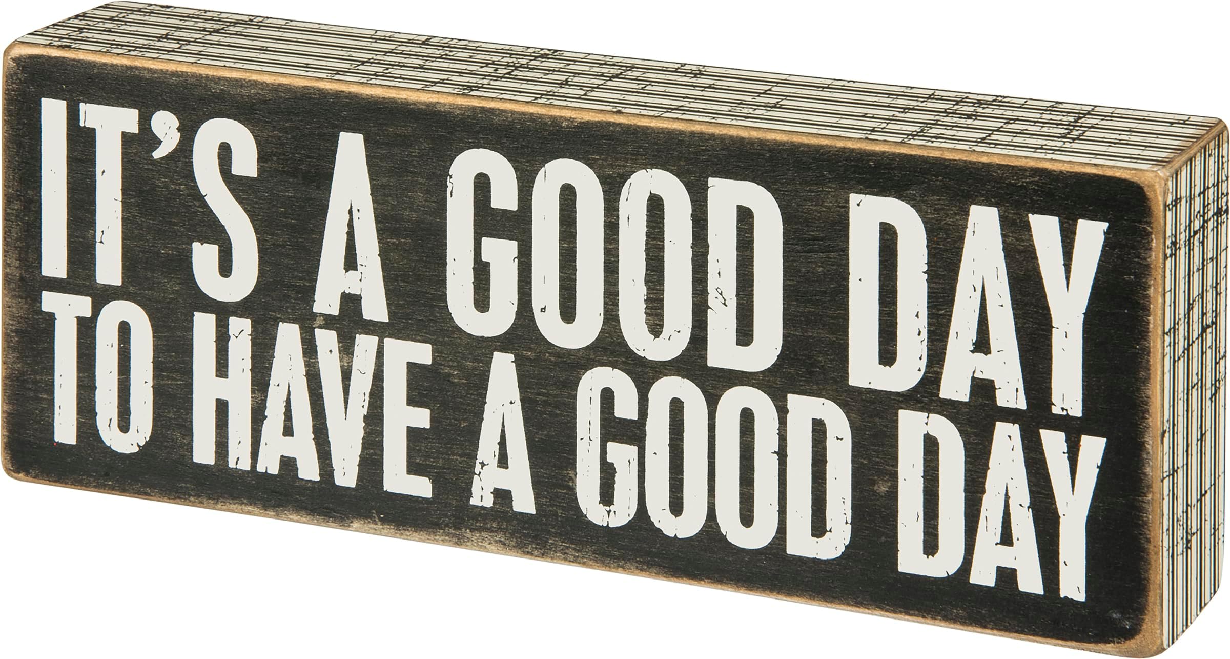 31127 Pinstriped Trimmed Box Sign, 8" x 3", A Good Day