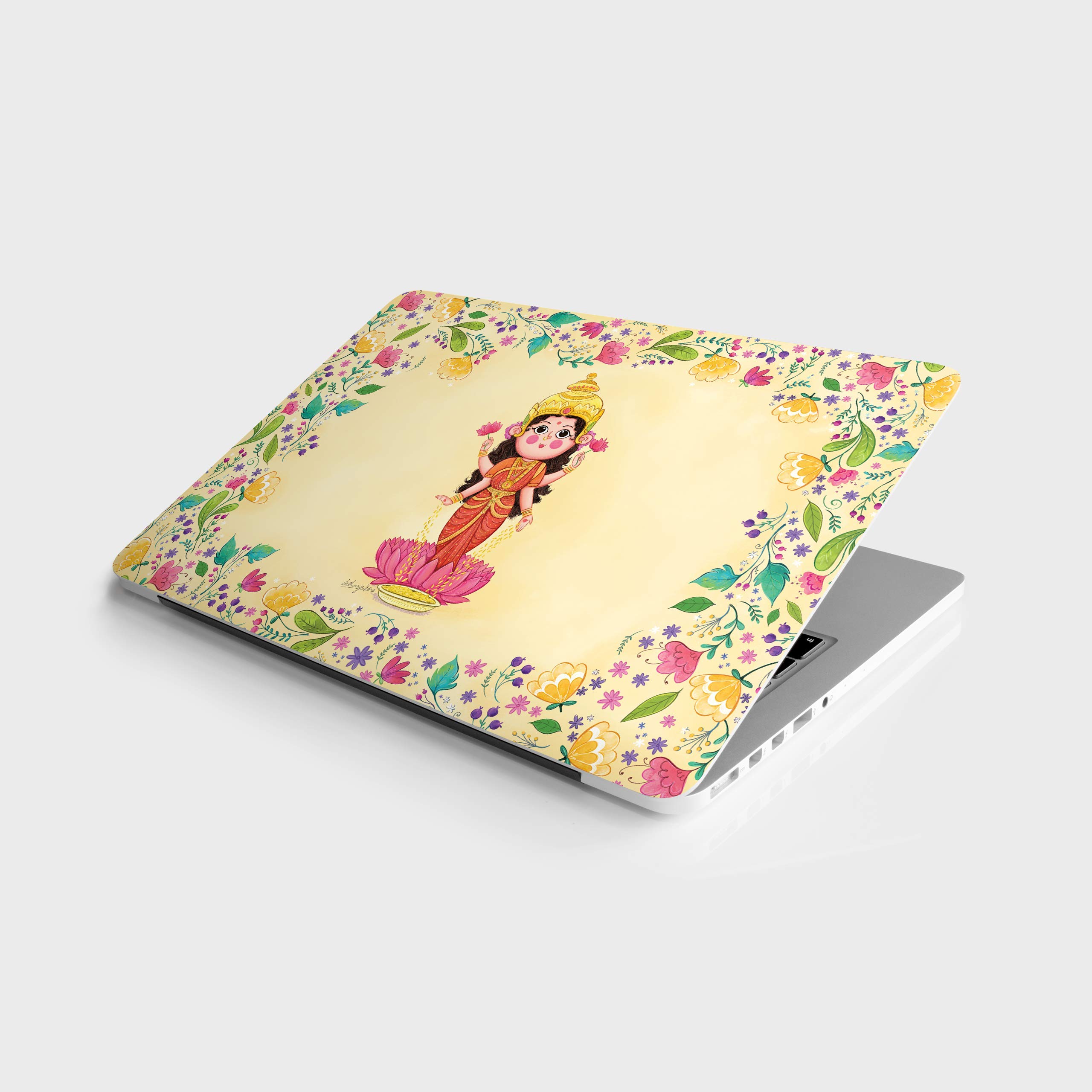 Happywagon Vinyl Laptop Skin Protector, Maha Lakshmi HD Quality Decal Sticker, Dustproof, Waterproof, Scratchproof, Reusable Laptop Lamination, Compatible With Dell, HP, Lenovo, ASUS, Acer, Toshiba, Apple for Sizes Upto 11.6" to 15.6" Inches