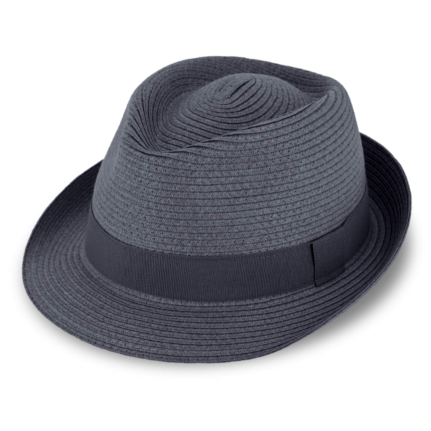 fiebig Jackson Trilby Papierhut mit farbigem Ripsband | Sonnenhut aus 100% Papier | Natur Sommerhut