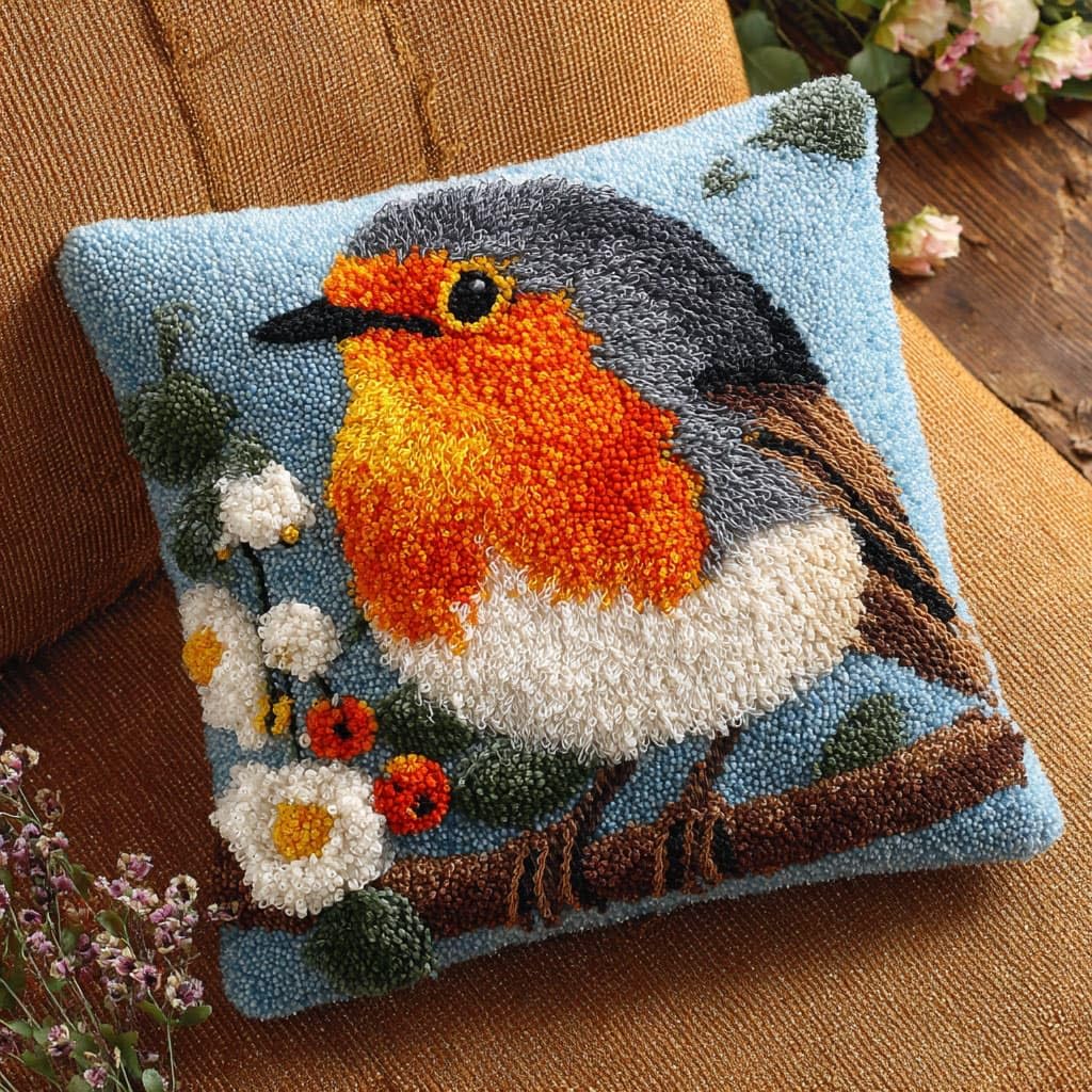 Henypt Latch Hook Cushion Kits, Bird