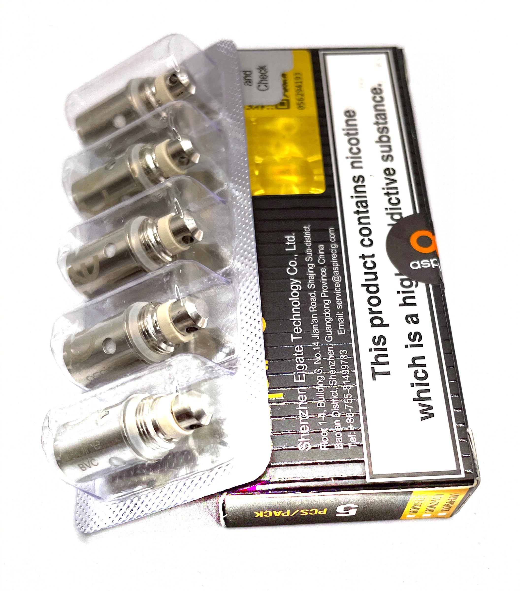 (5-Pack) BVC 1.6 ohms Replacement Coils Compatible with Aspire BVC ET-S ETS CE5 CE5-S K1 K2 By Vape Force