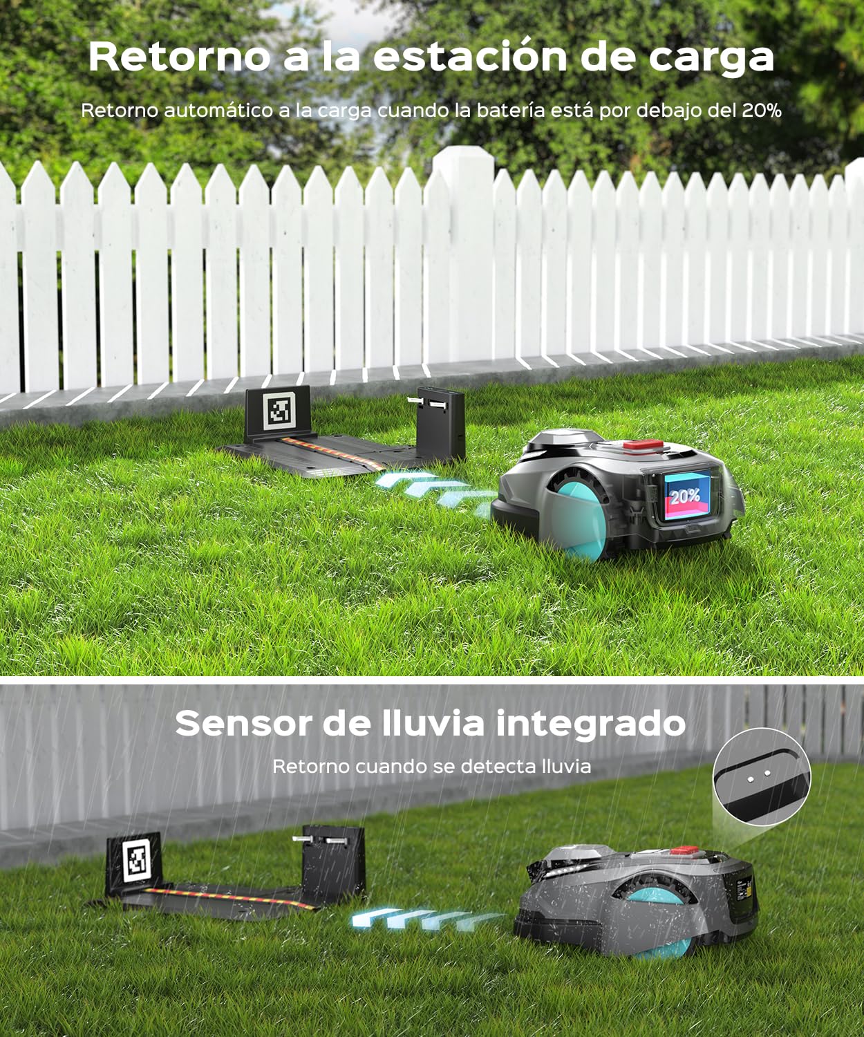 (2026 Upgrade) YARDCARE N1600 Pro Robot cortacésped sin Cable perimetral, Recomendado para 1600 m² – con RTK & visión, Corte en U, gestión multizona, Control Mediante App y evitación de obstáculos