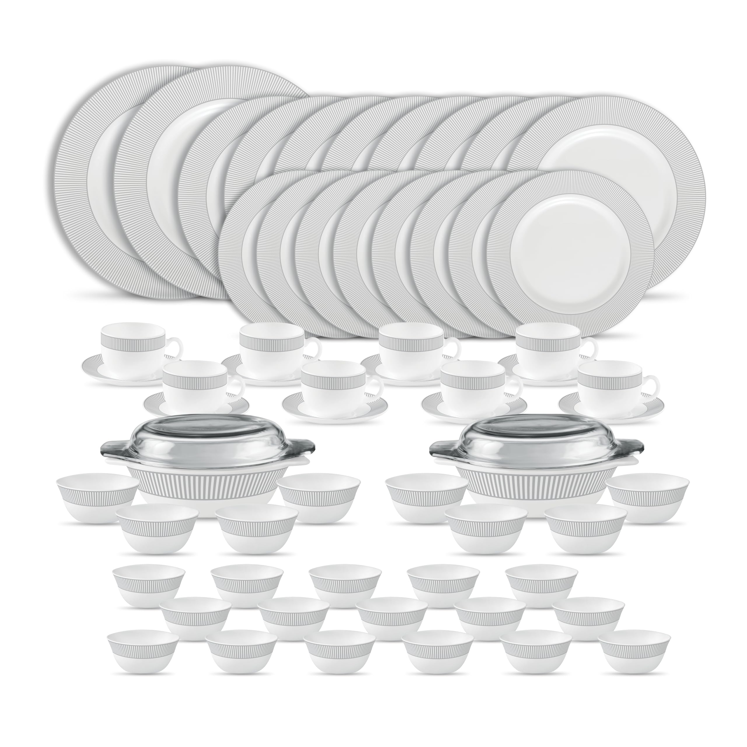 La Opala Diva Dinner Set - 62 Piece Grey Tableware -9