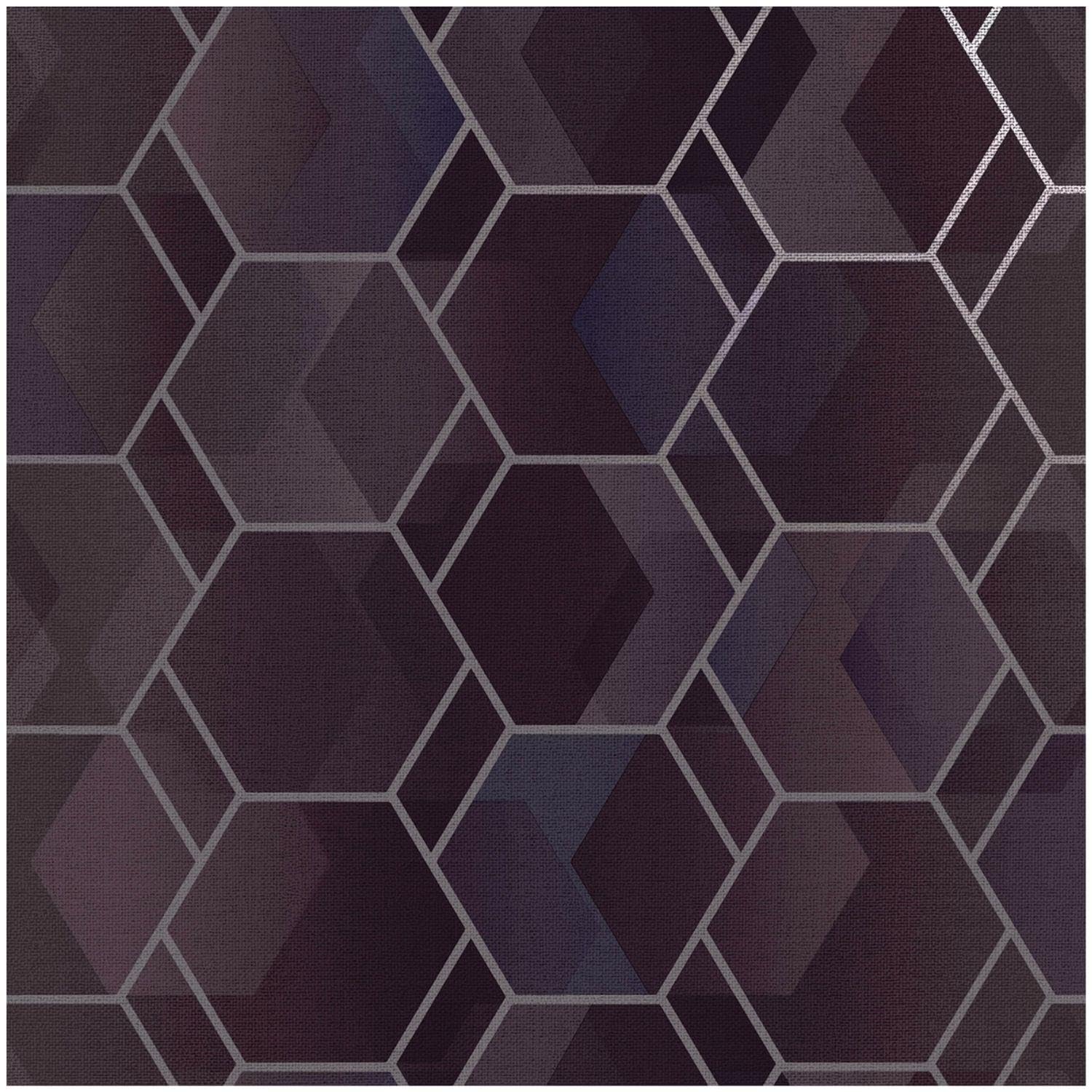 Yöl Purple Silver Cassius Wallpaper - Geometric Hexagon - Paste The Wall Washable Strippable - 10.05M X 53Cm - Contemporary Versatile Sophisticated - Bedroom Living Room Lounge - Feature Statement Wall